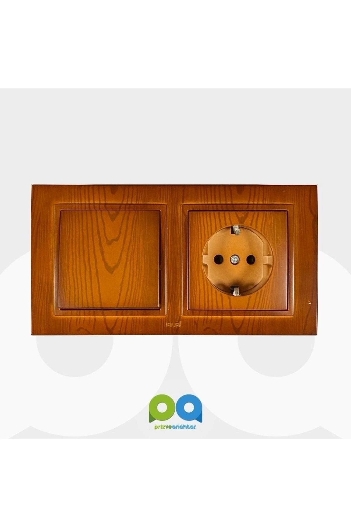 Mikasso-طقم مقبس مؤرض بمفتاح زينة مزدوج بإطار خشبي كرزي جديد 1
