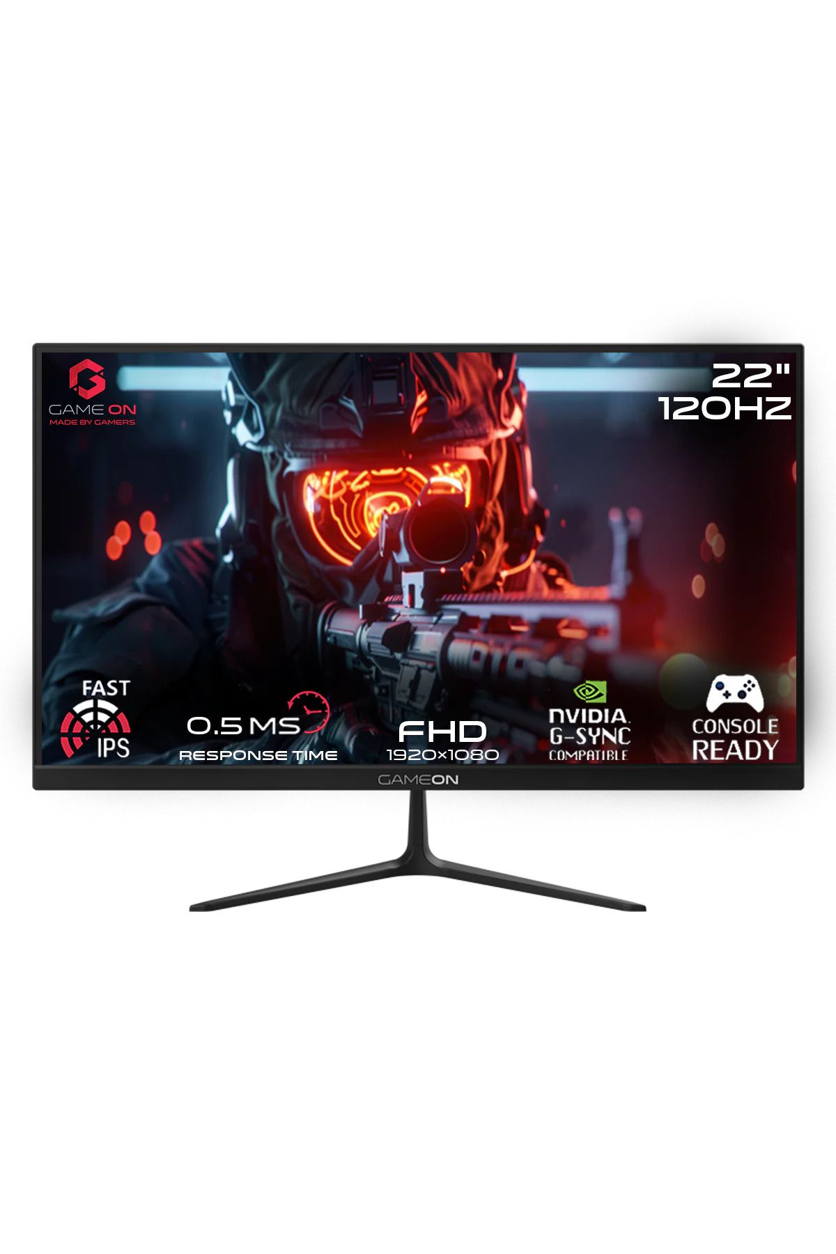 GAMEON GOES22FHD120IPS 22" FHD, 120Hz, MPRT 0.5ms, HDMI 2.1, PS5 Destekli, Hızlı IPS Siyah Oyuncu Monitörü