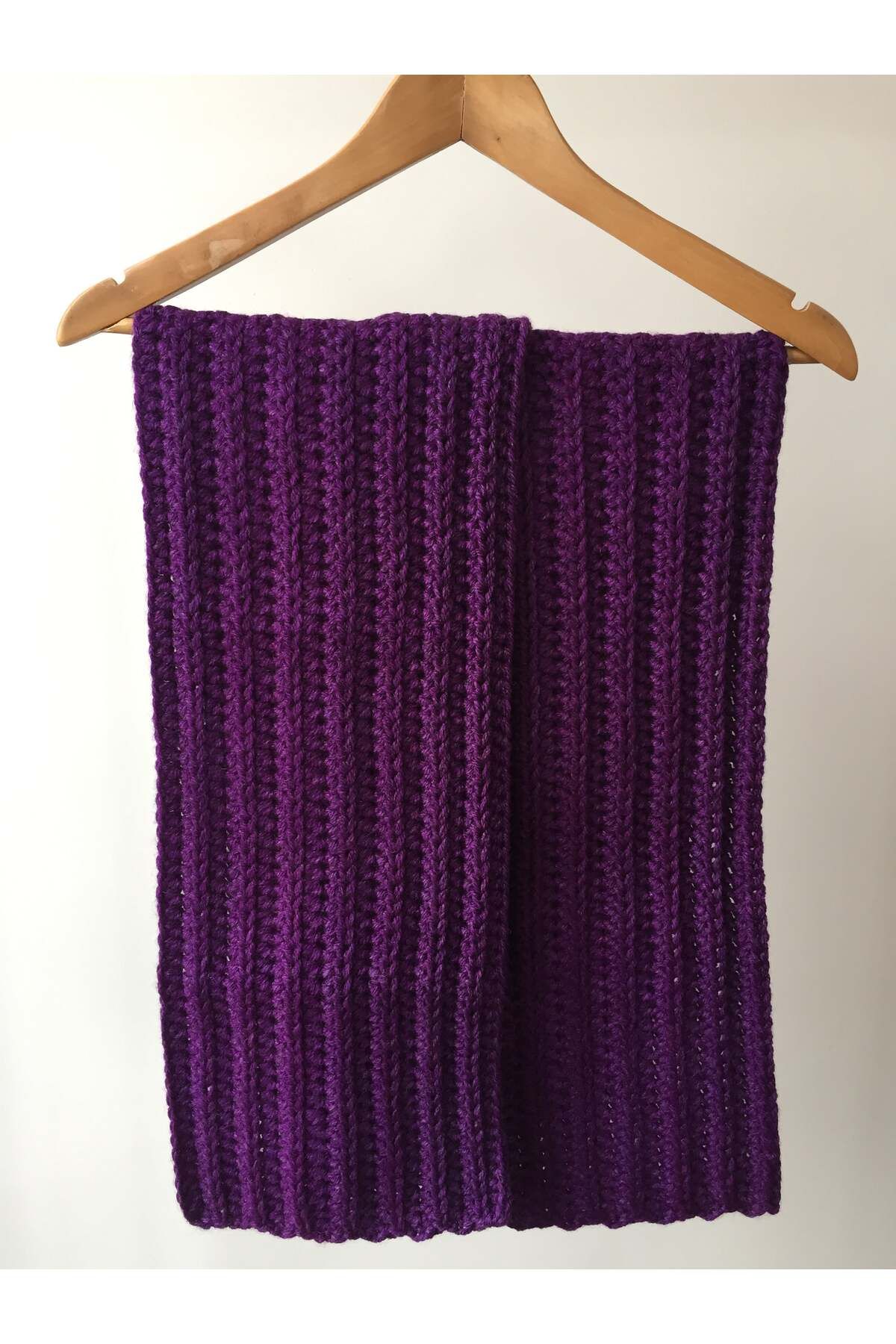 Mora Örgü-Mora Knit Special Yarn Plum Scarf - 21X230Cm 380g Mk 15 7