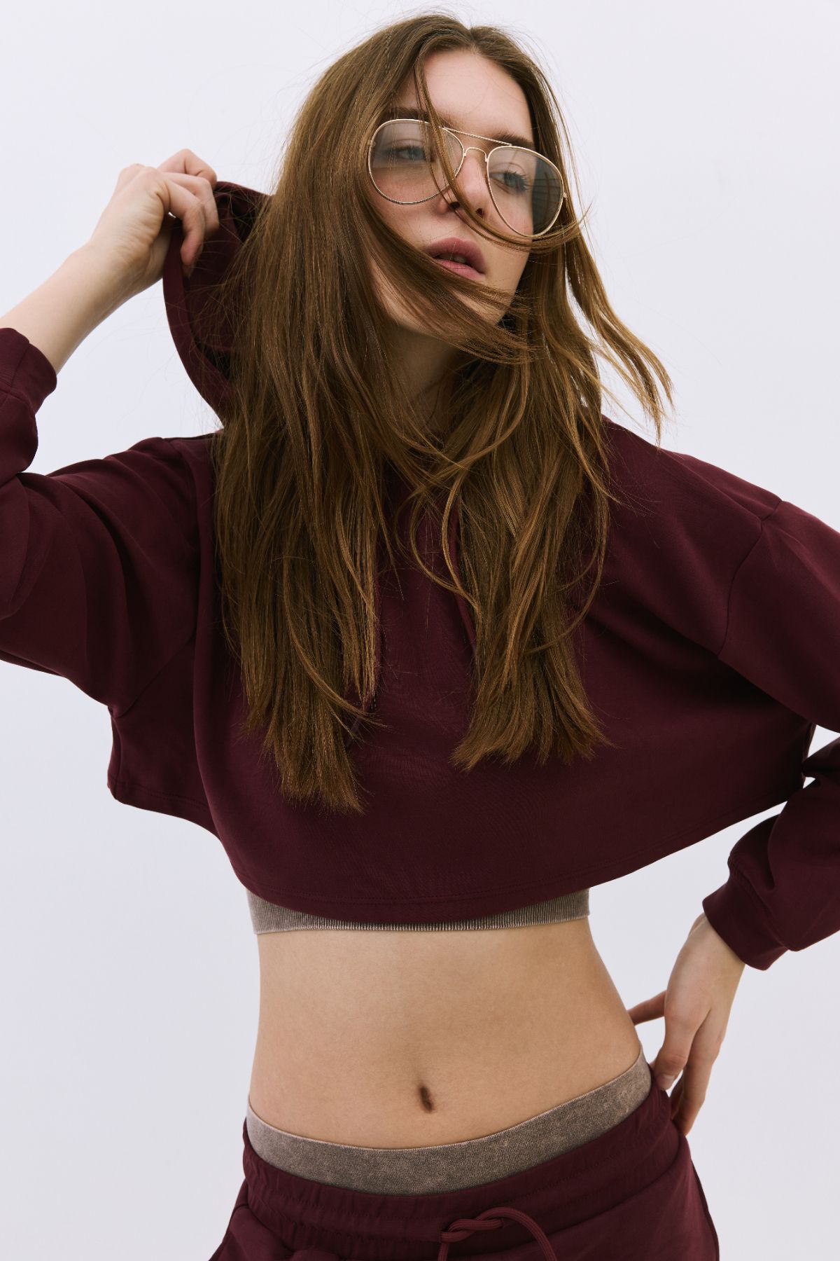 No Matter What-Soft Textured Hooded Crop Sweatshirt 1