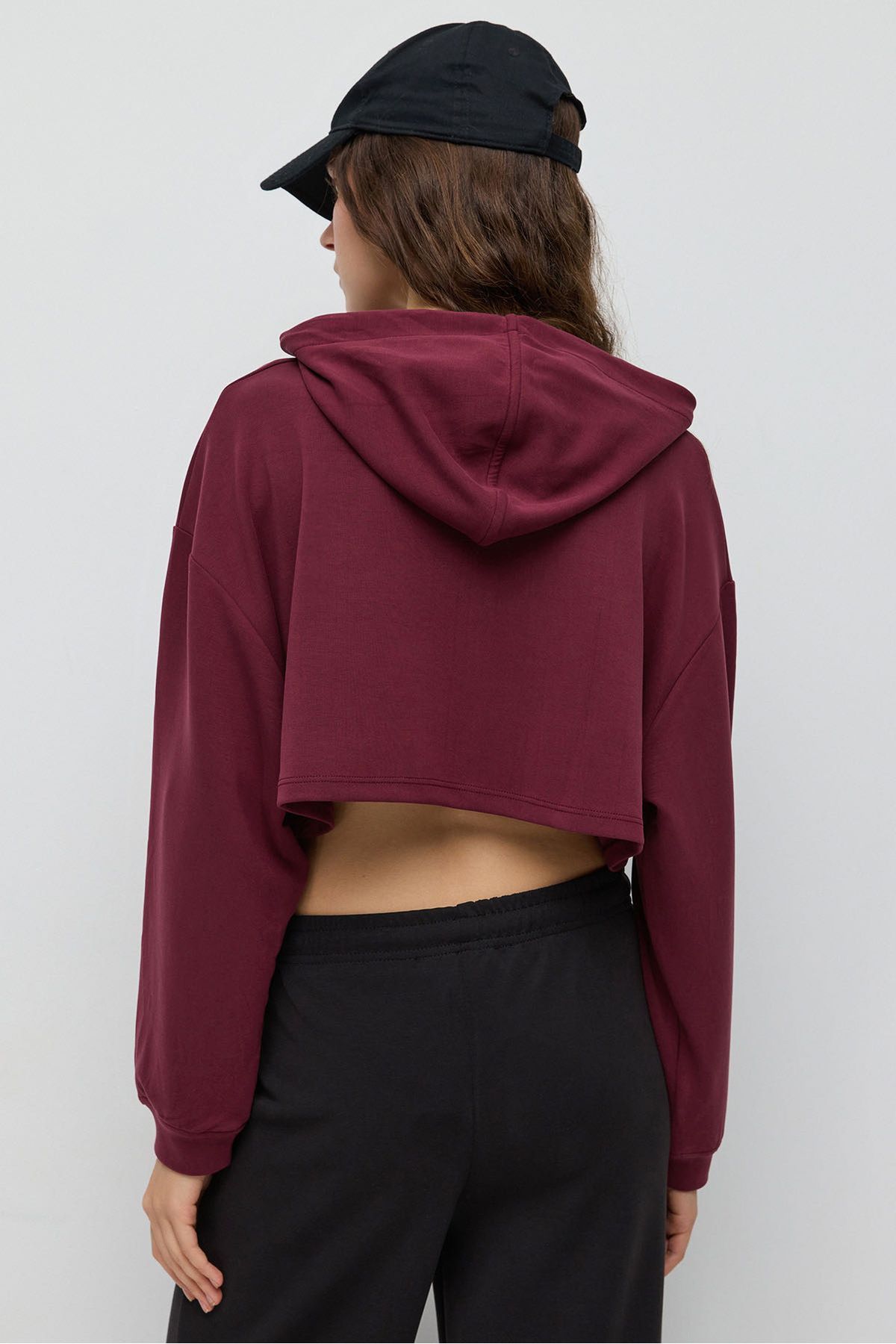 No Matter What-Soft Textured Hooded Crop Sweatshirt 6