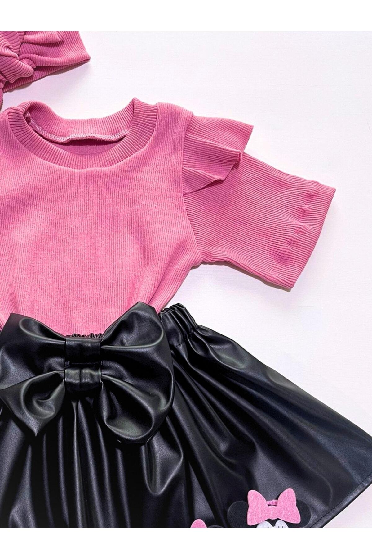 özge başaran Yaz Için Pembe Badi, Deri Etek, Bandana, Pembe Çorap, Kız Çocuk, Bebek 4 Lü Kıyafet Seti. fotoğrafı 5 (önizleme)