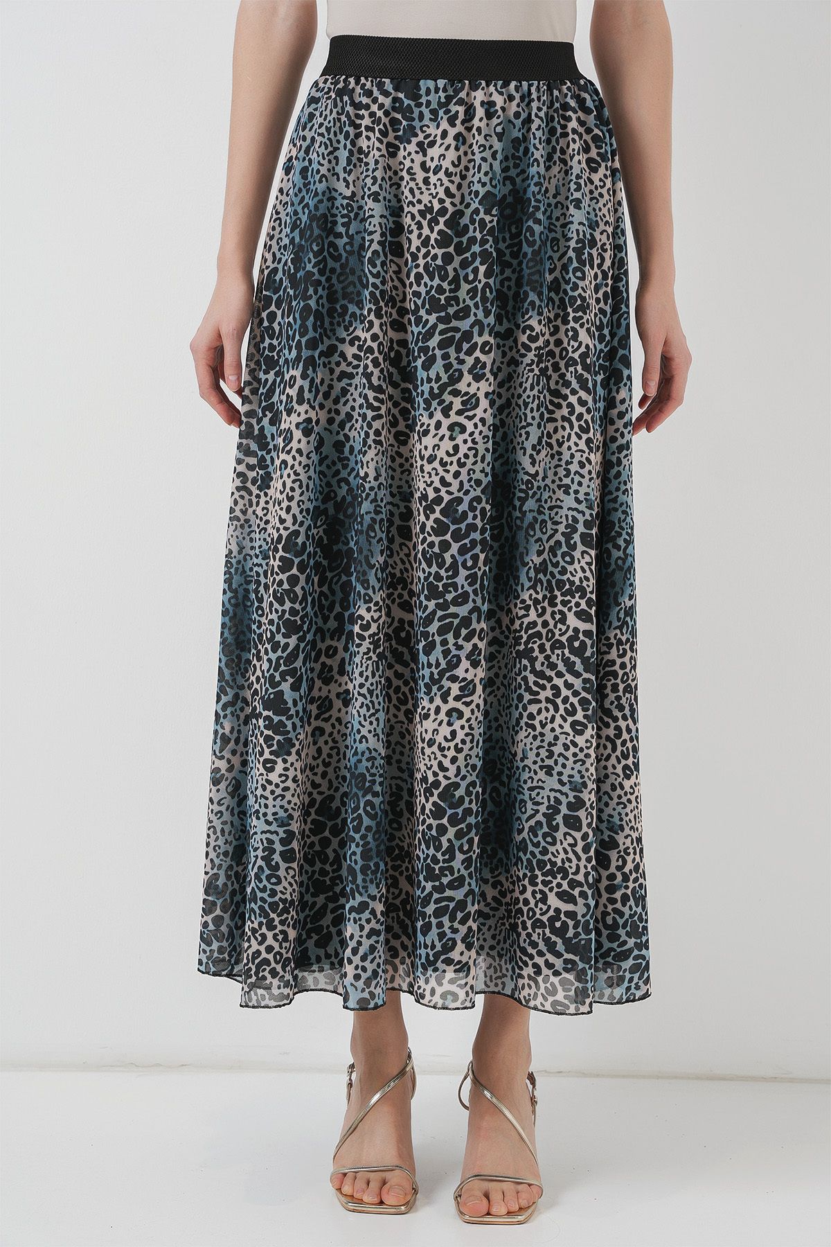 Bigdart-8032 Model Long Indigo Chiffon Skirt 2