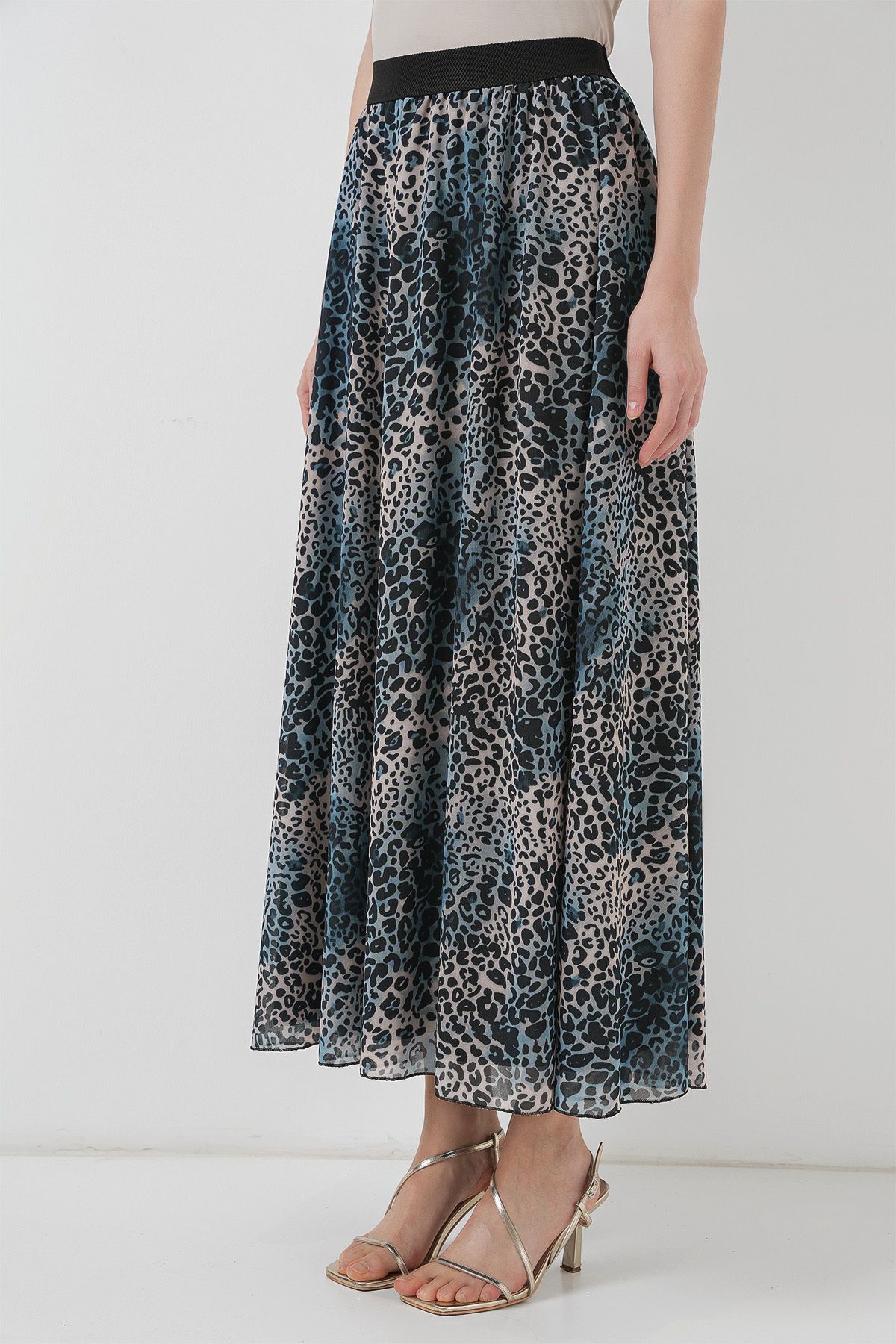 Bigdart-8032 Model Long Indigo Chiffon Skirt 4
