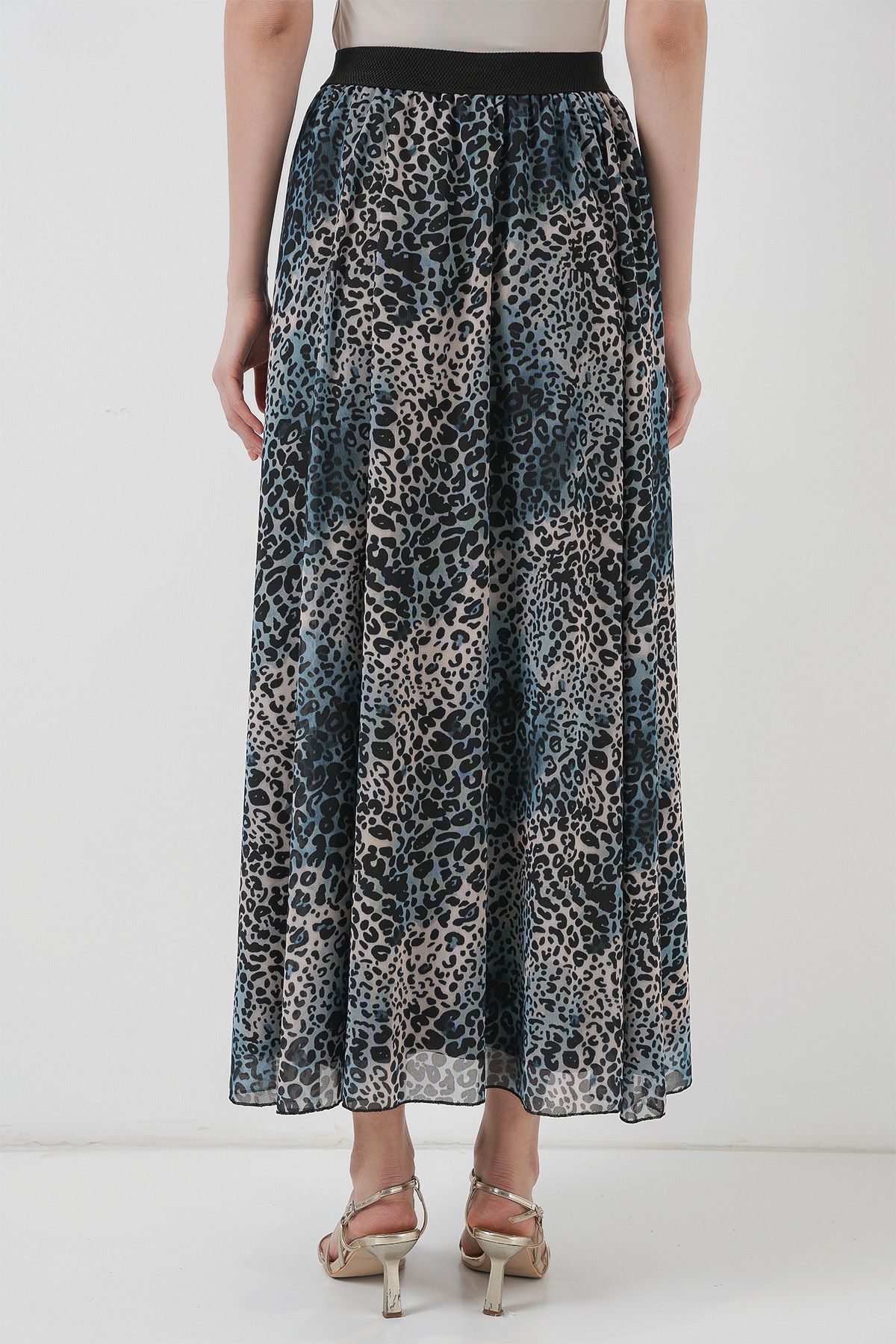 Bigdart-8032 Model Long Indigo Chiffon Skirt 6