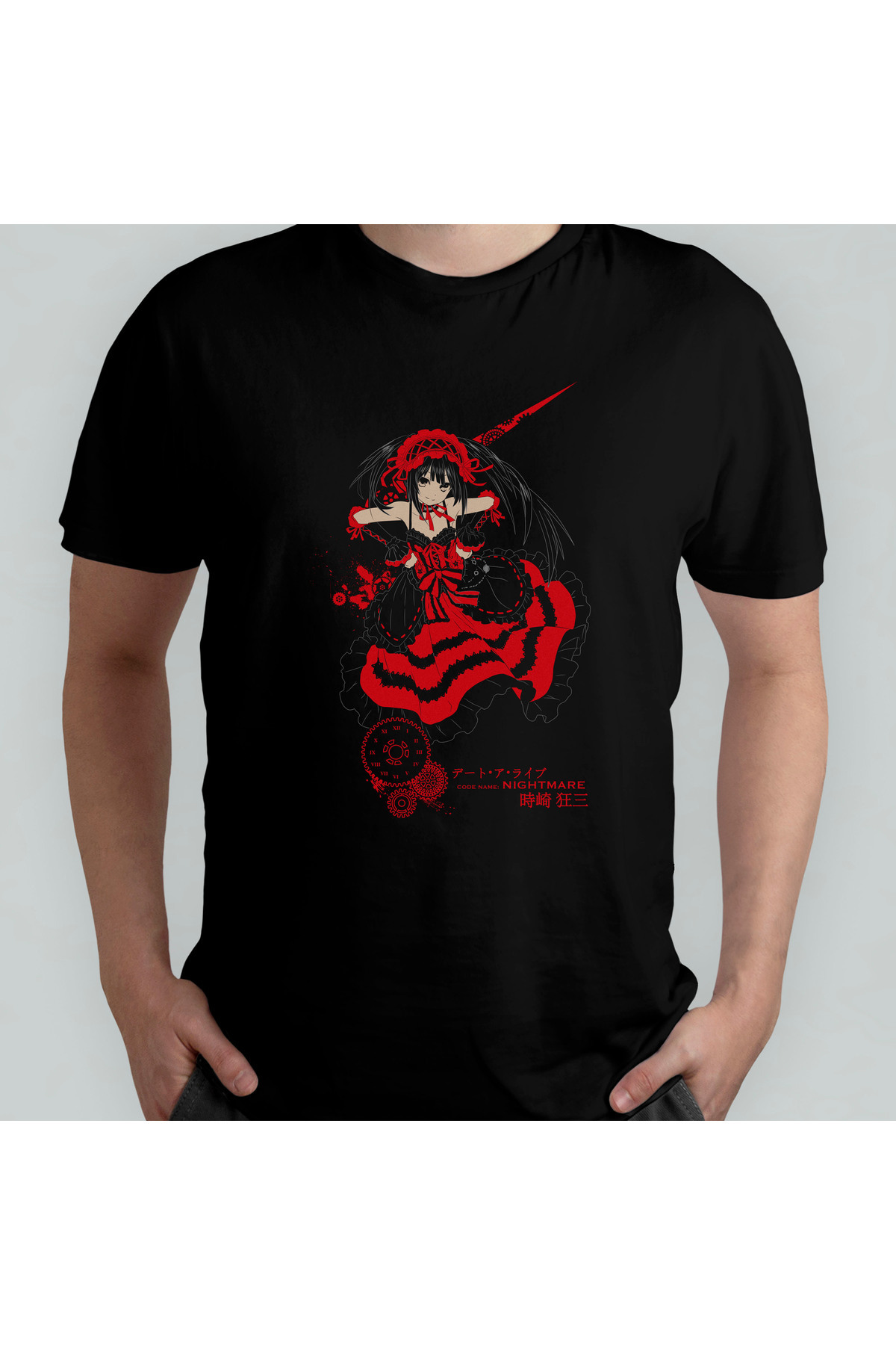 トップス Kurumi Pixxa Date A Live Kurumi Tokisaki %100 Pamuklu Bisiklet Yaka T