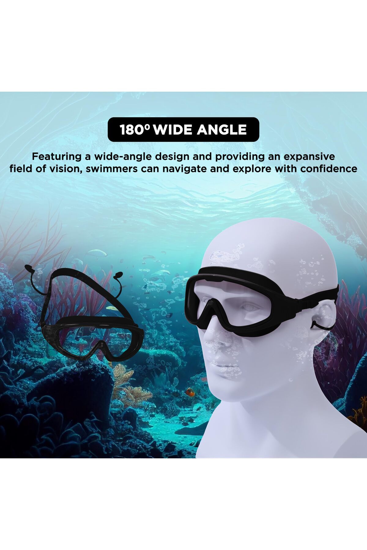 Endless-Premium Swimming Goggle with Anti-Fog & UV Protection | Black | Silicon, PU | More Visibility 6