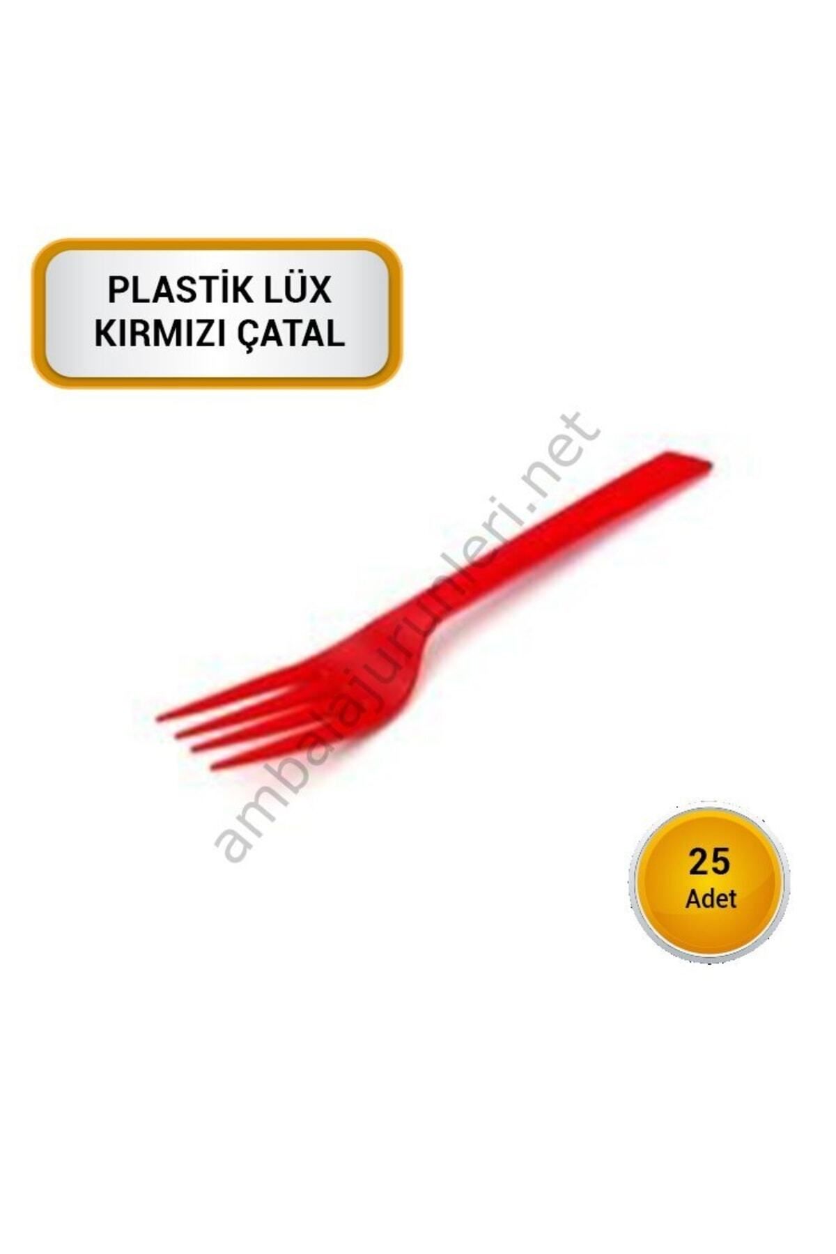 Mikasso Plastik Çatal Kırmızı Lüx 25 Adet 1 x 10