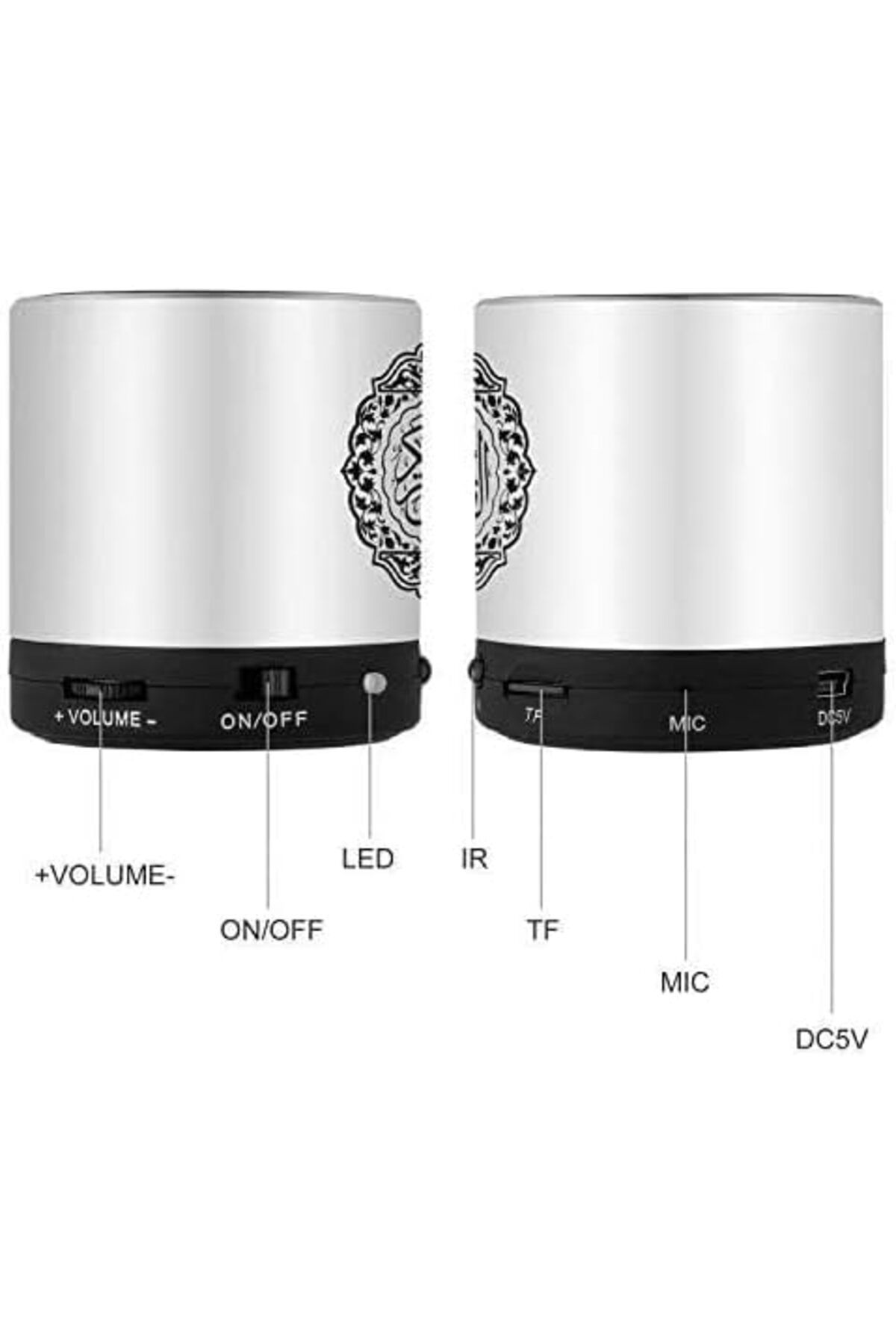 AWH-Digital Quran Speaker – FM Radio, Remote Control, 18+ Reciters, 15+ Translations, MP3 (Silver). 3