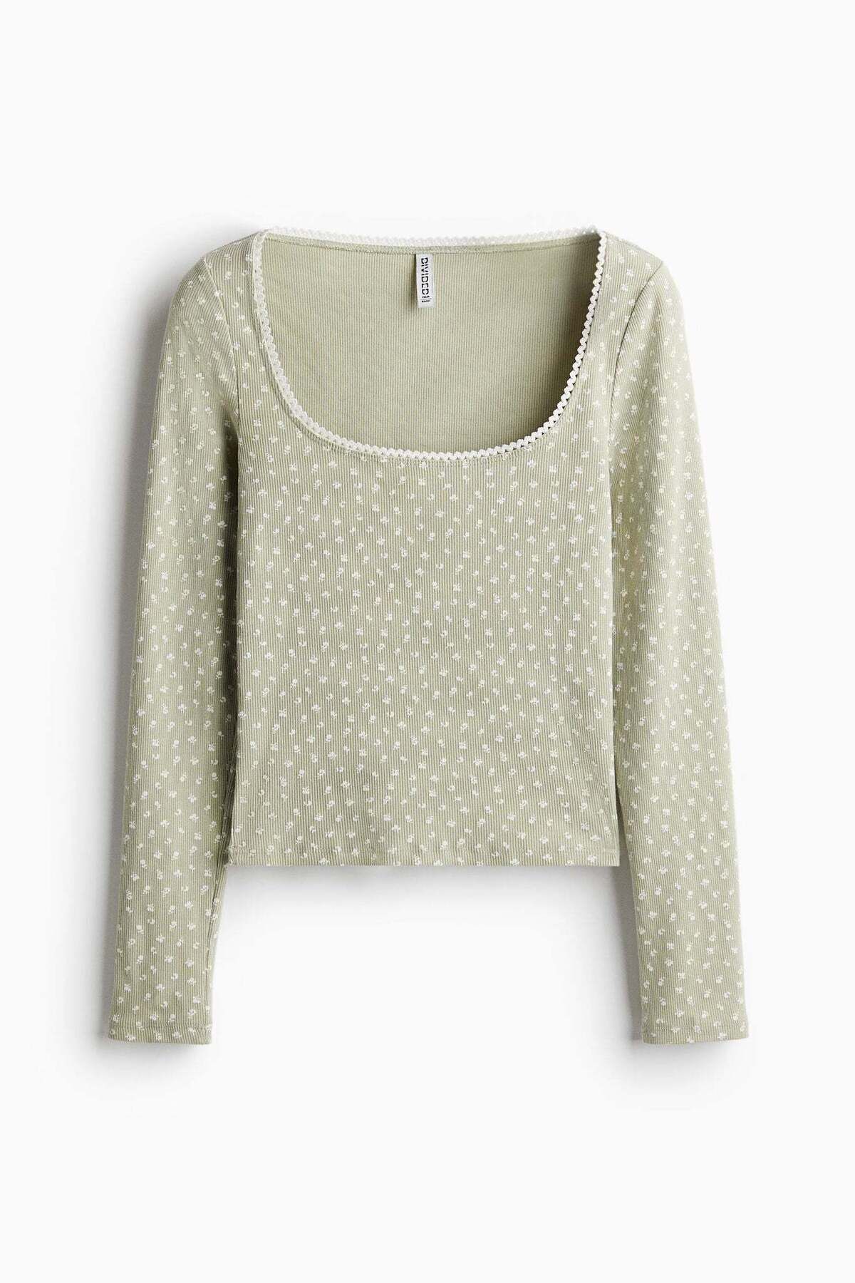 H&M-Picot-trimmed cotton top 1