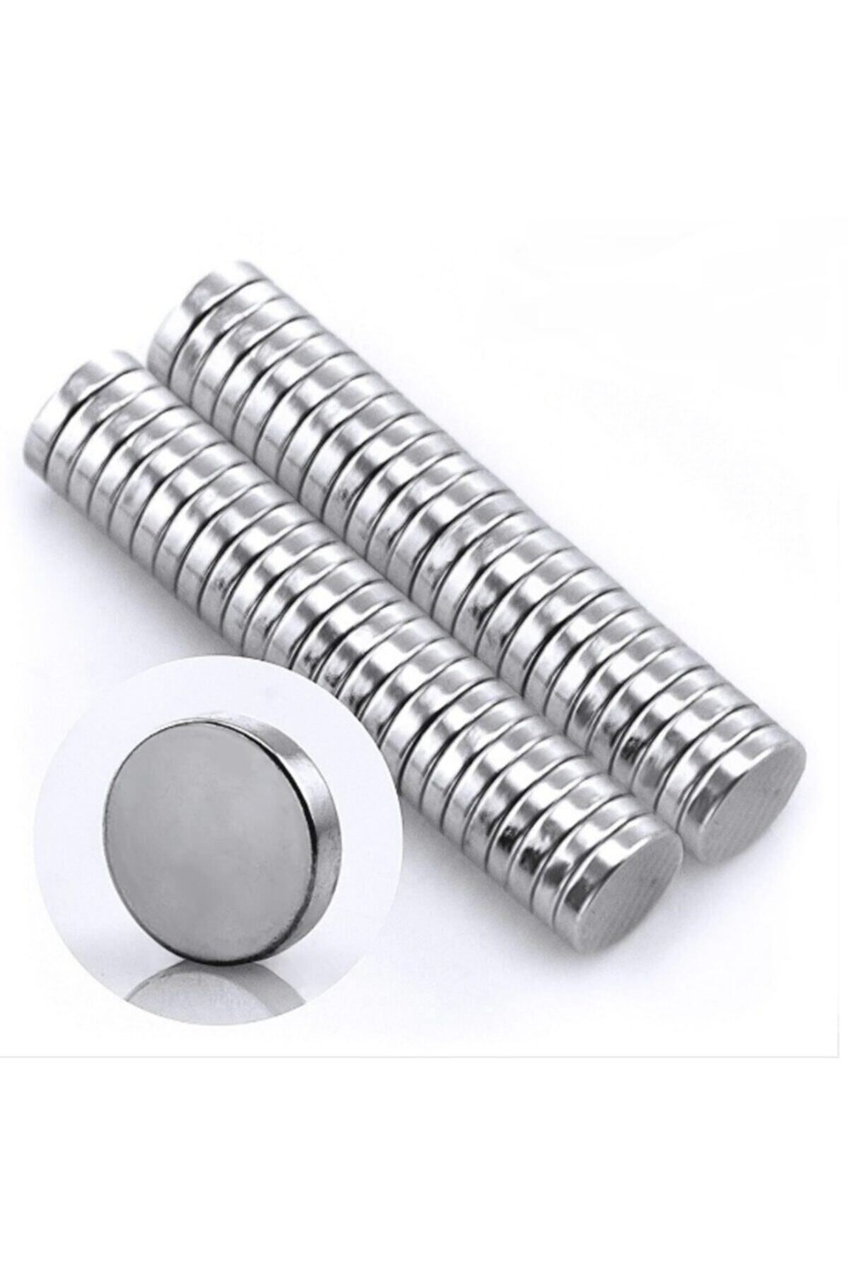Mikasso 50 Adet 10mm X 2mm Güçlü Yuvarlak Neodyum Mıknatıs (50'li Paket) - Tek Ebat Mobilya Bağlantı Elemanl