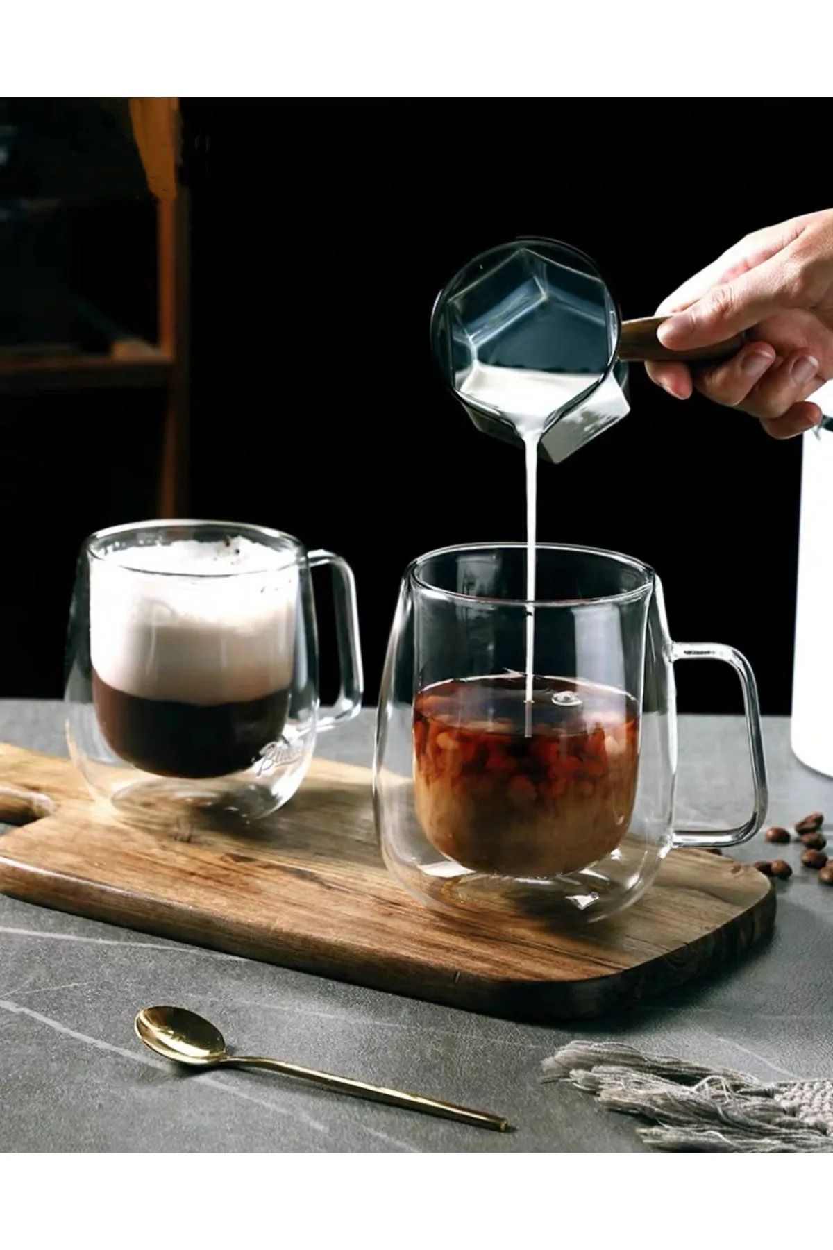 Anadolu Saray-2 Heat Resistant Borosilicate Double Stones 250ml Cup with Handle |   Coffee and Presentation Cup 4