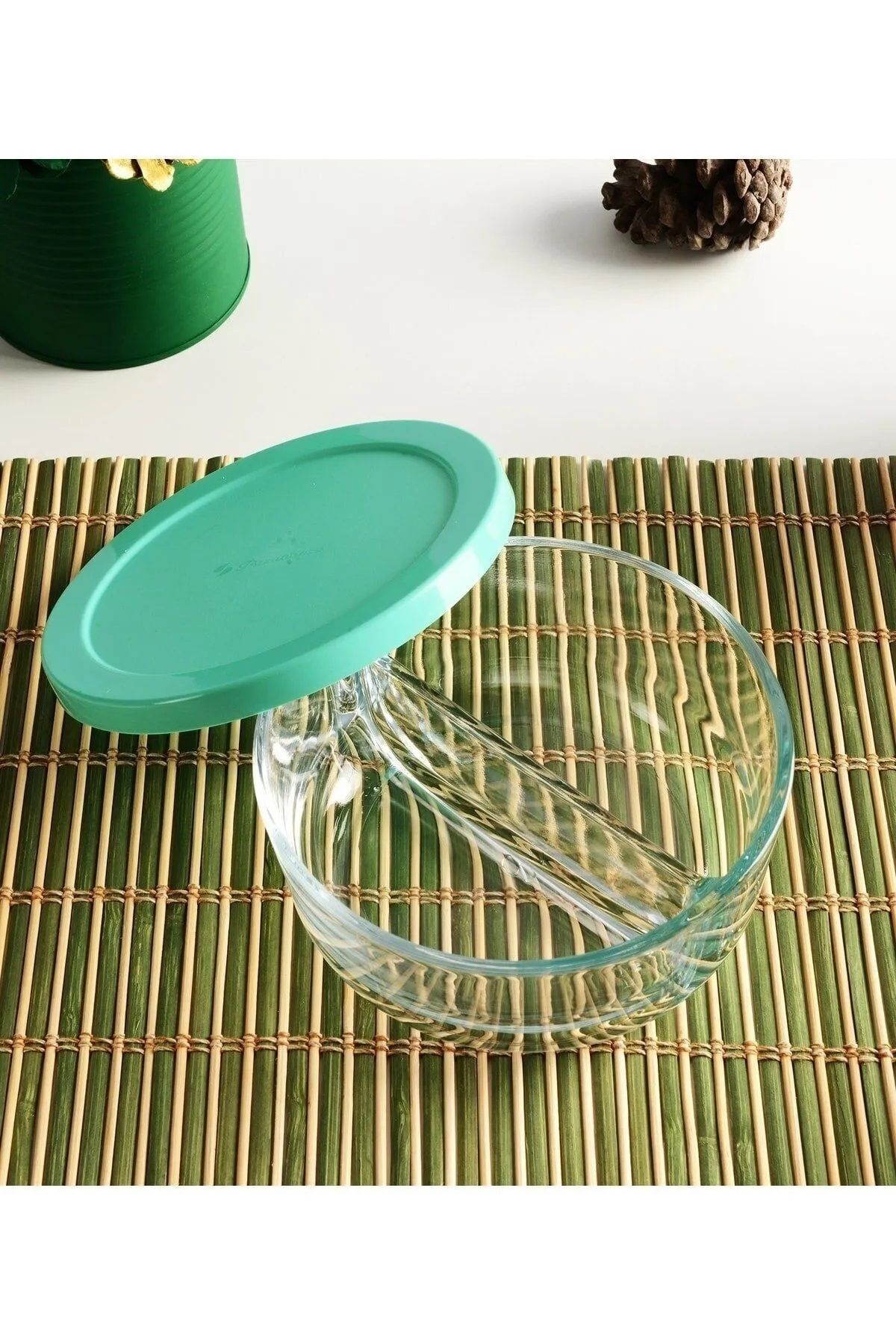 Paşabahçe-Two Compartment Glass Breakfast Storage Container with Lid - 2 Pieces 2