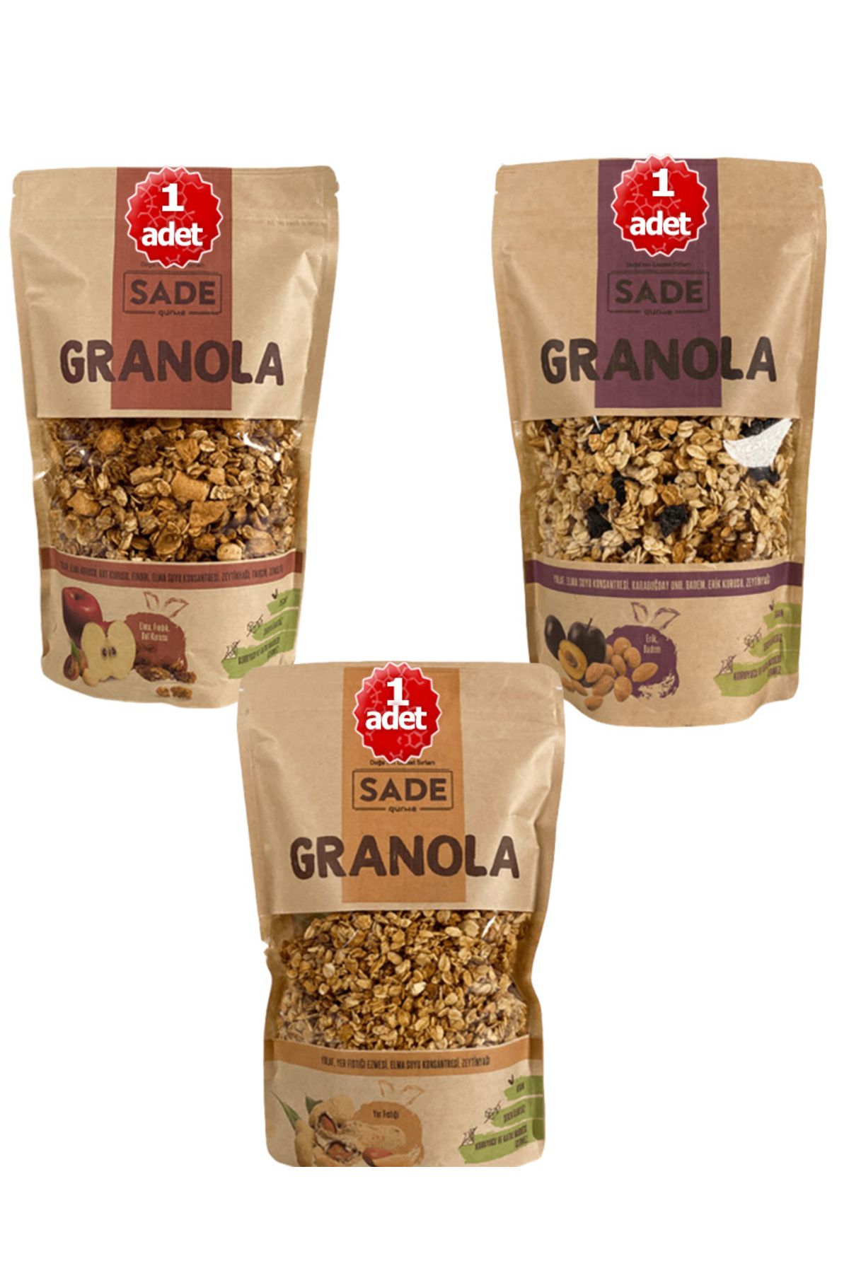 SADE Gurme x 3 Adet Granola Çeşitleri 360 gr