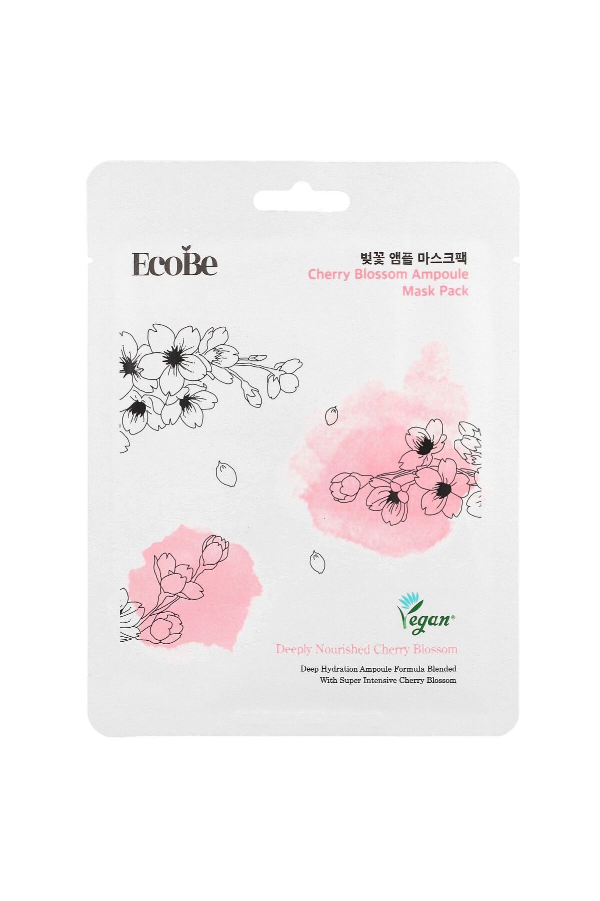 Ecobe Cherry Blossom Ampoule Mask Pack 25 Ml - Mască În Foaie De Strălucire Cu Extract De Cireșe - Mărime unică