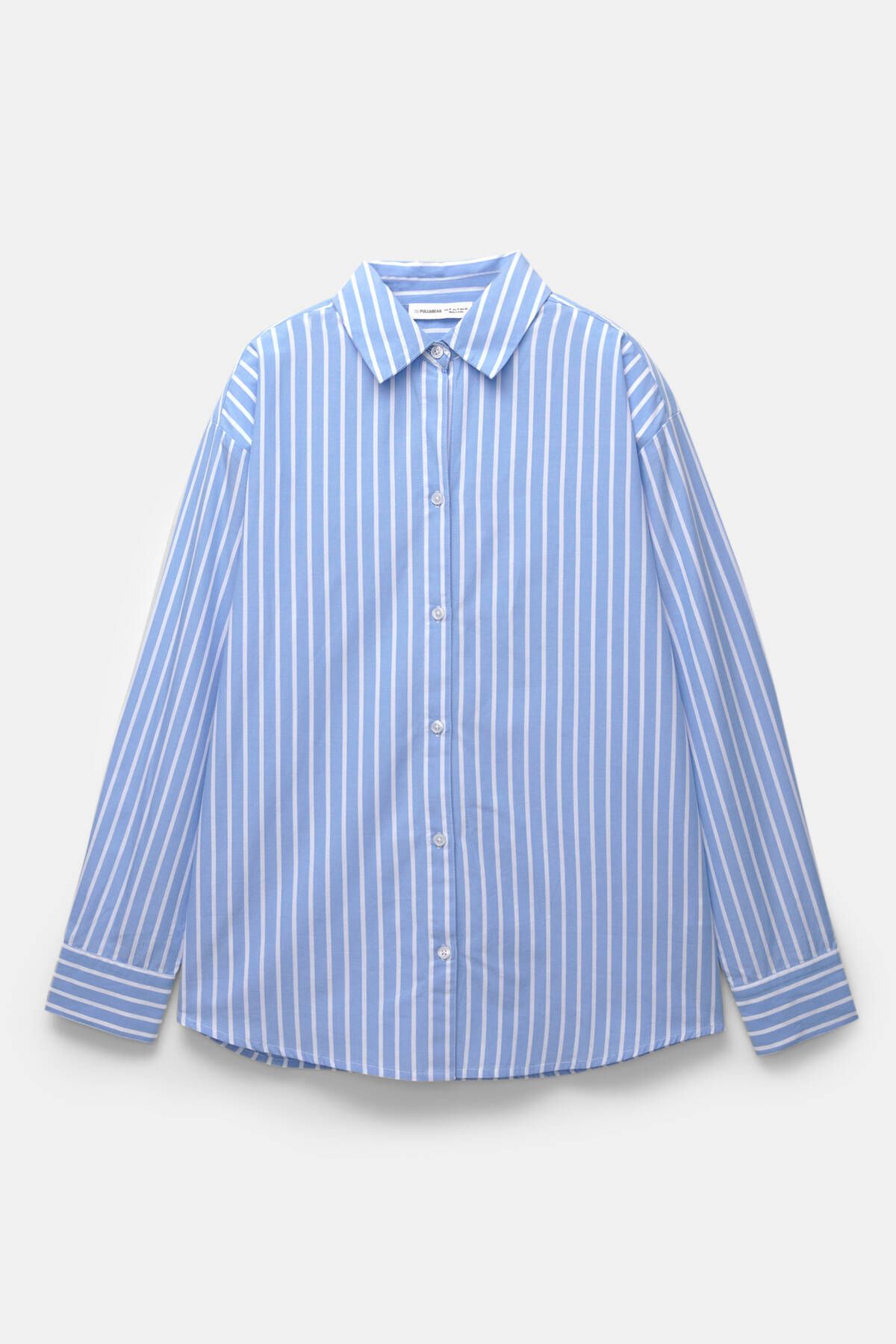 گوشی پاپلین ساده با یقه کنت و دکمه‌ای پول اند بیر   Pull & Bear
