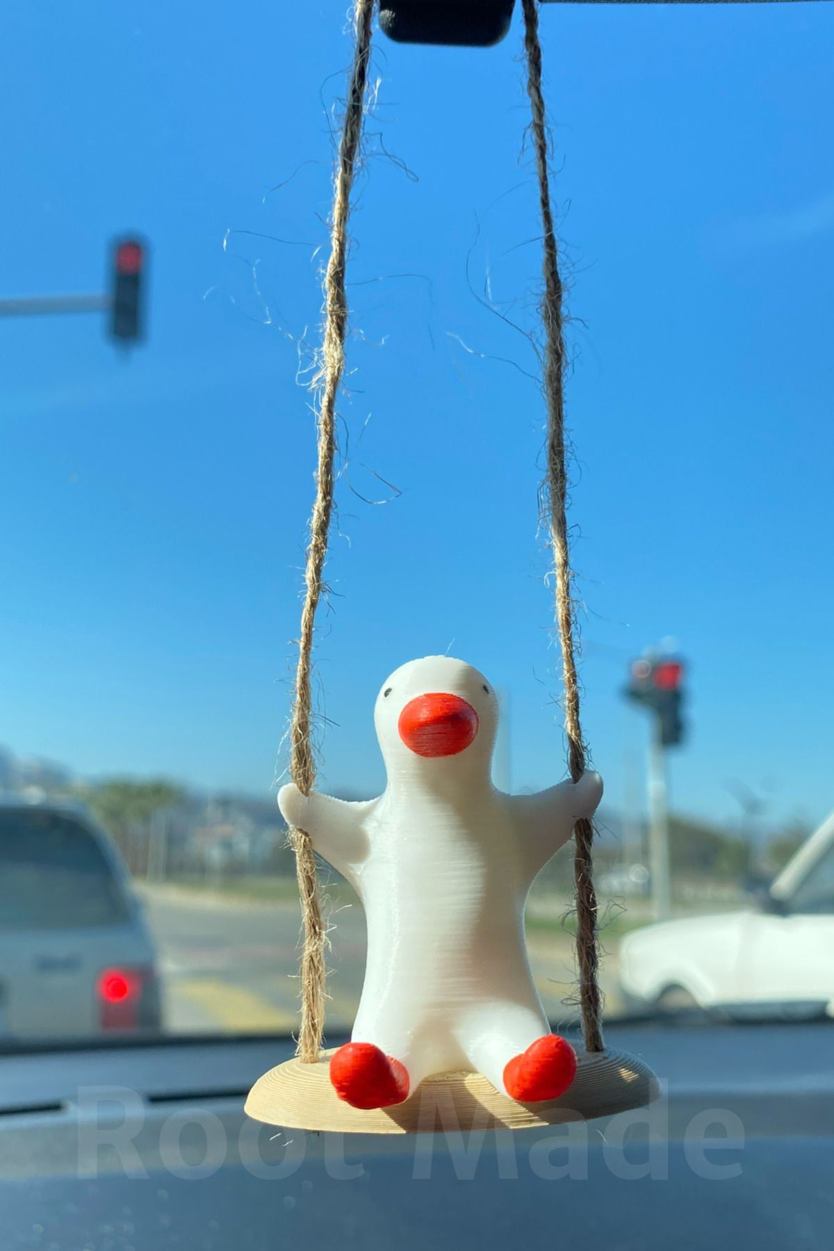 Root Made-Swinging Duck Rearview Mirror Ornament Vehicle Accessory Duck on the Swing Vehicle Ornament 6