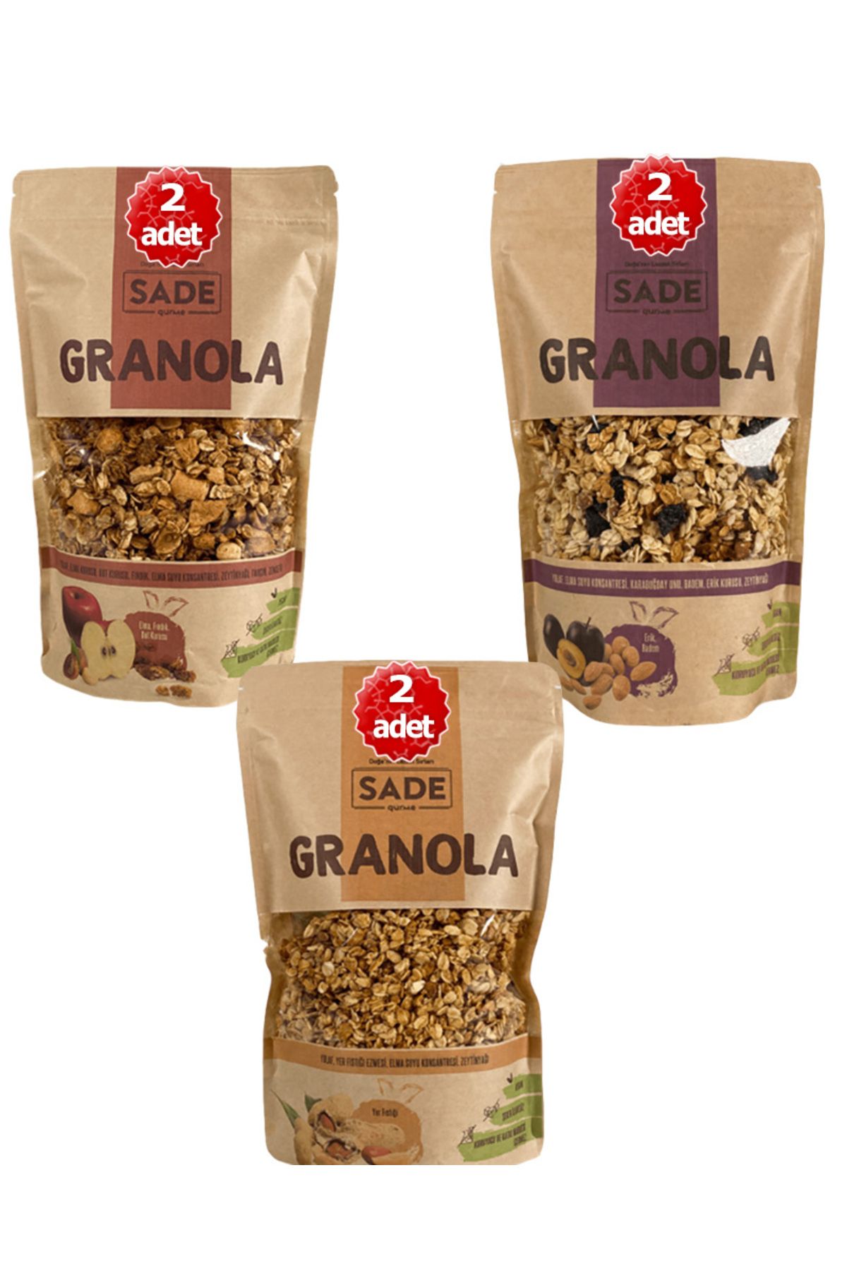 SADE Gurme x 6 Adet Granola Çeşitleri 360 gr