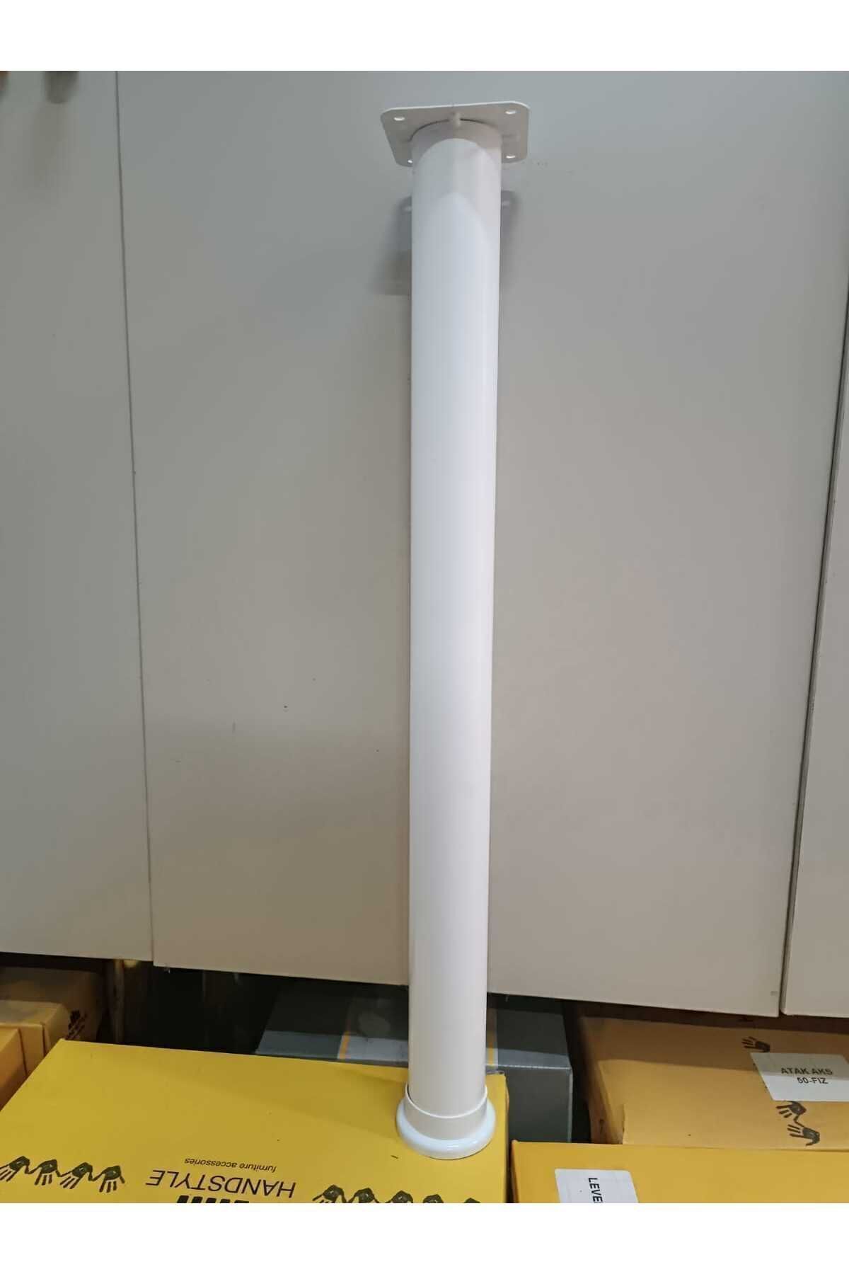 Mikasso Süt Beyaz Metal Mobilya Sehpa Masa Ayağı Boru Çap Ölçüsü 42mm Ayak Boy Uzunluğu 51cm Beyaz Tekli Mas