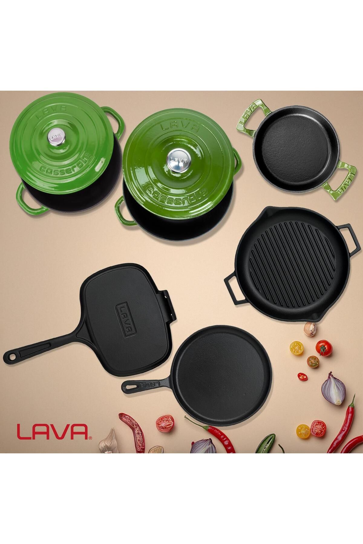 Lava-Cast Iron 6X Trendy Series 9 Piece Cookware & Pans Set 8