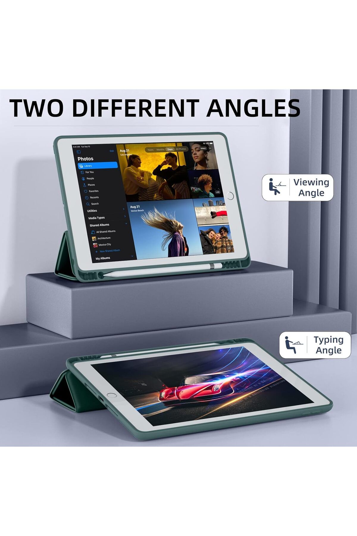 AWH-حافظة لجهاز iPad الجيل التاسع/الثامن/السابع، 10.2 بوصة، حامل قلم، حامل ذكي من مادة TPU، إيقاظ/سكون تلقائي 4