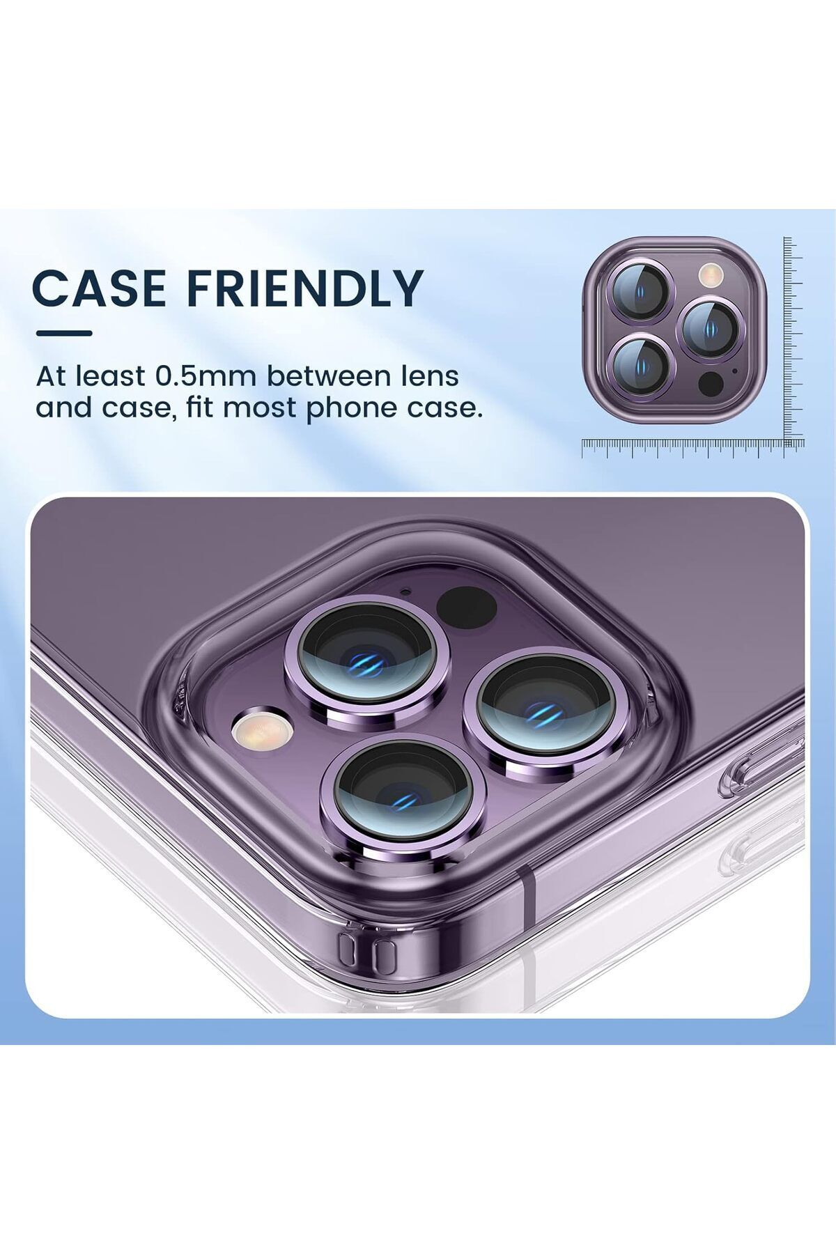 AWH-Camera Lens Protector for iPhone 14 Pro Max/Pro, Anti-Scratch HD Tempered Glass, Deep Purple 6