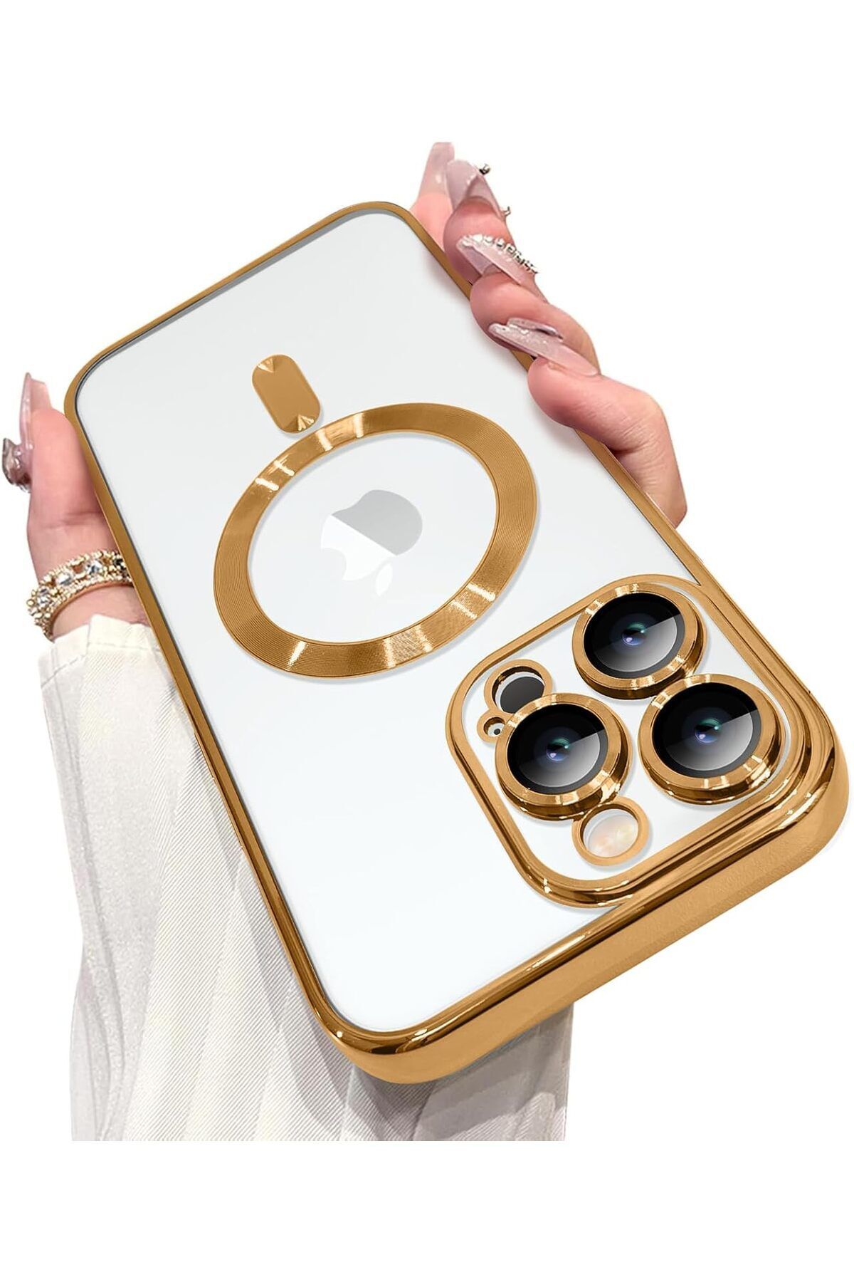 AWH-جراب مغناطيسي لهاتف iPhone 16 Pro Max (6.9 بوصة) مع واقي عدسة الكاميرا، MagSafe، ذهبي 7