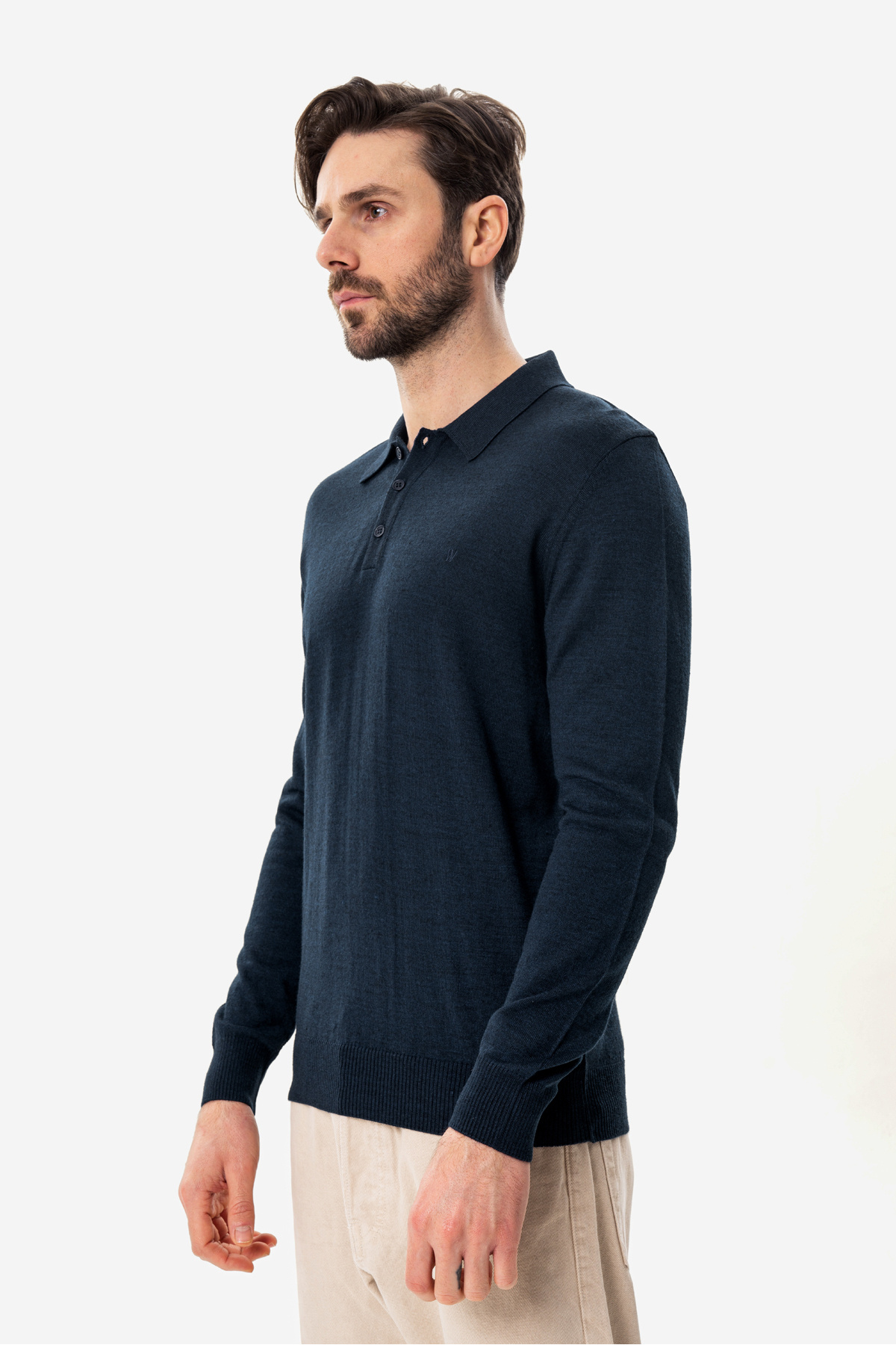 hateko-Men's 50% Wool Petrol Blue Polo Neck Sweater 5