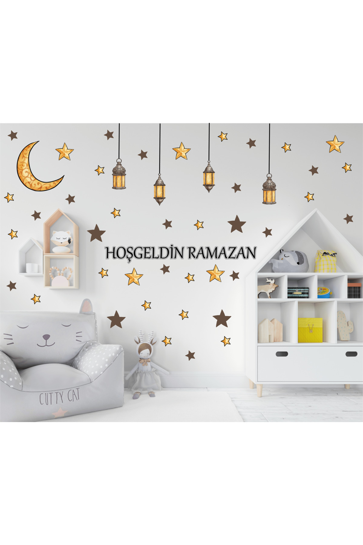 Ramazan Temalı Sticker Ramazan ayı Cam Duvar süsleri Dini sticker İslam Ramazan figürleri