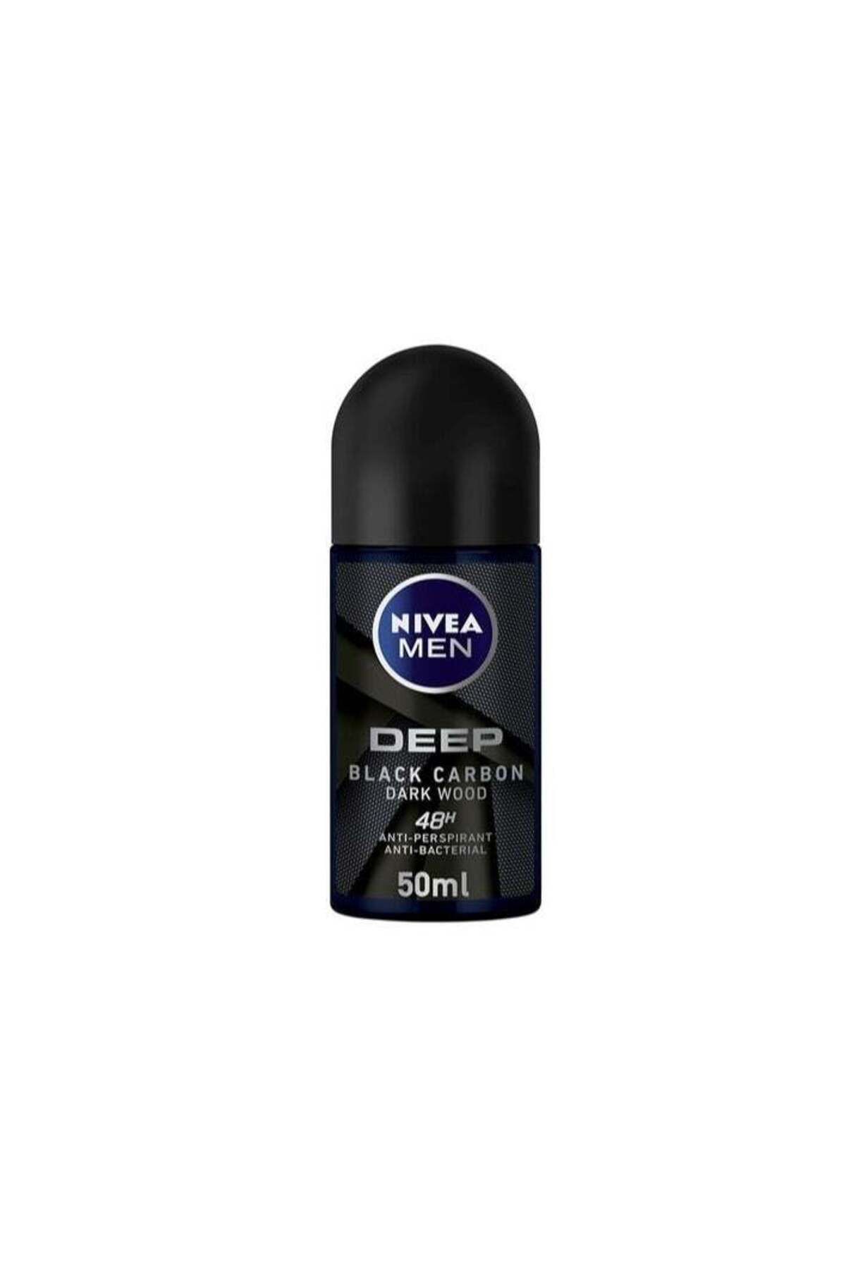 NIVEA-Men Deep Black Carbon Dark Wood Antiperspirant Antibacterial, Roll-On 50ml 1