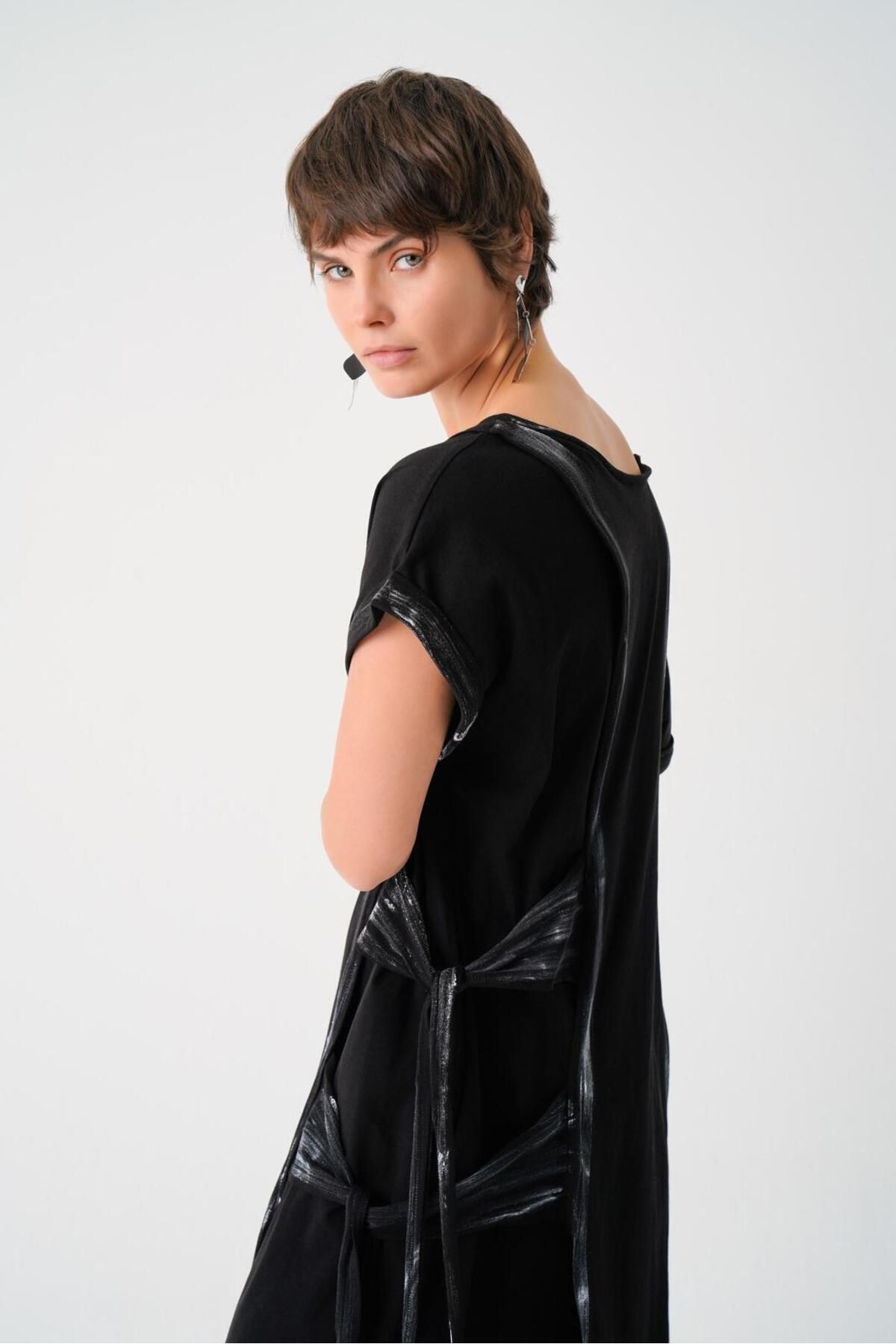 MARE BUTİK-Low Sleeve Shoulder Open Long Style Dress 5