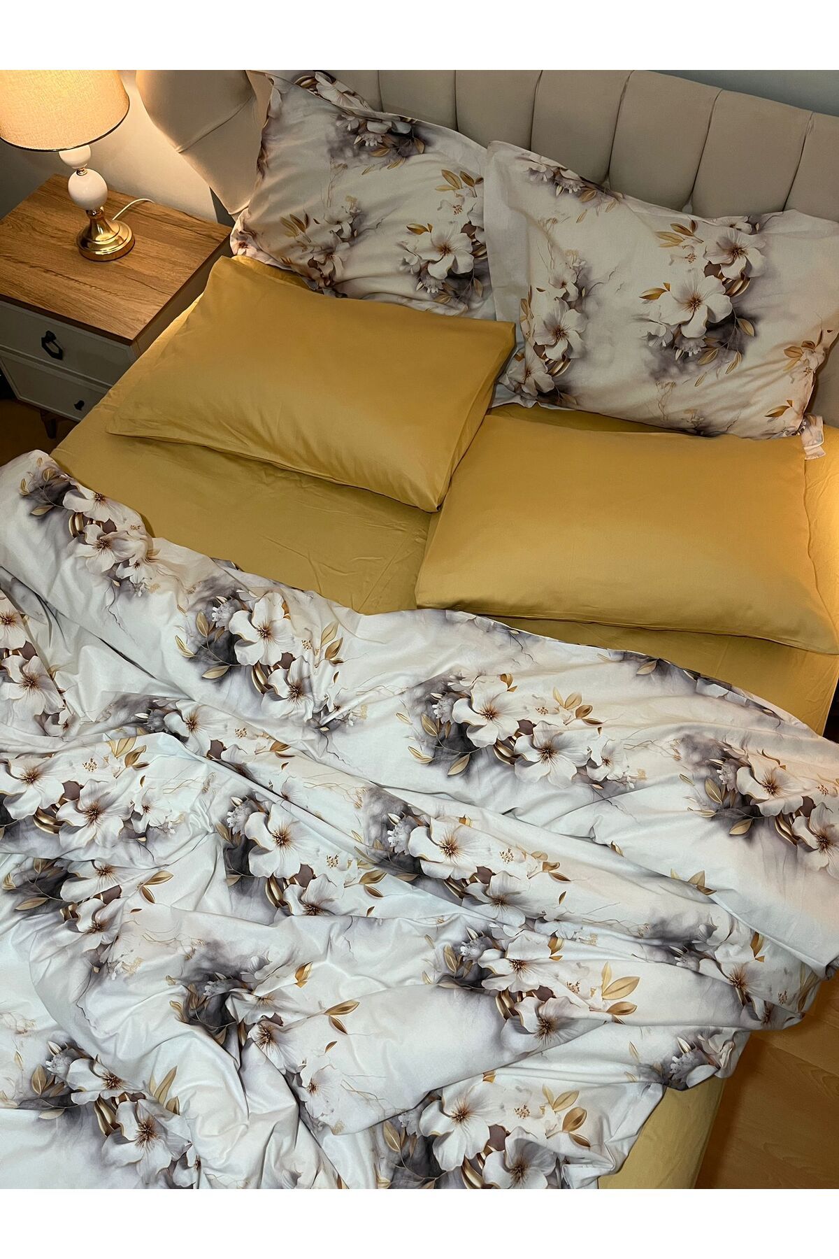 Zeren Home-Set cuvertură de pilota cu model floral și detaliu de țevi, 6 bucăți 3