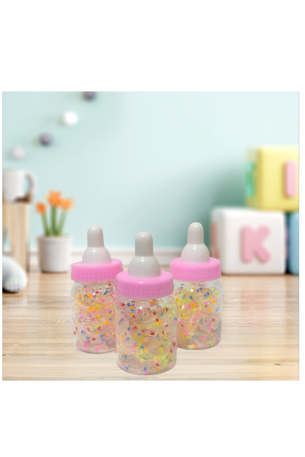 Buckle Tape Droplet Model (BRAID RUBBER BUCKLE) 255 Pieces Hair Clips in Baby Bottle