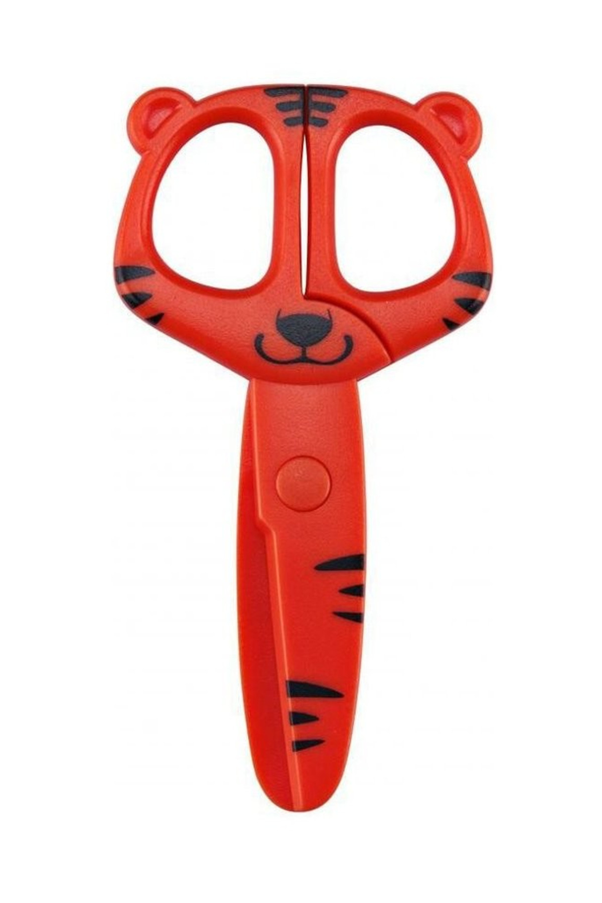 Modellino Çocuk Korumalı Metalsiz Panda Şekilli Brons Anaokulu Makası - Kırmızı