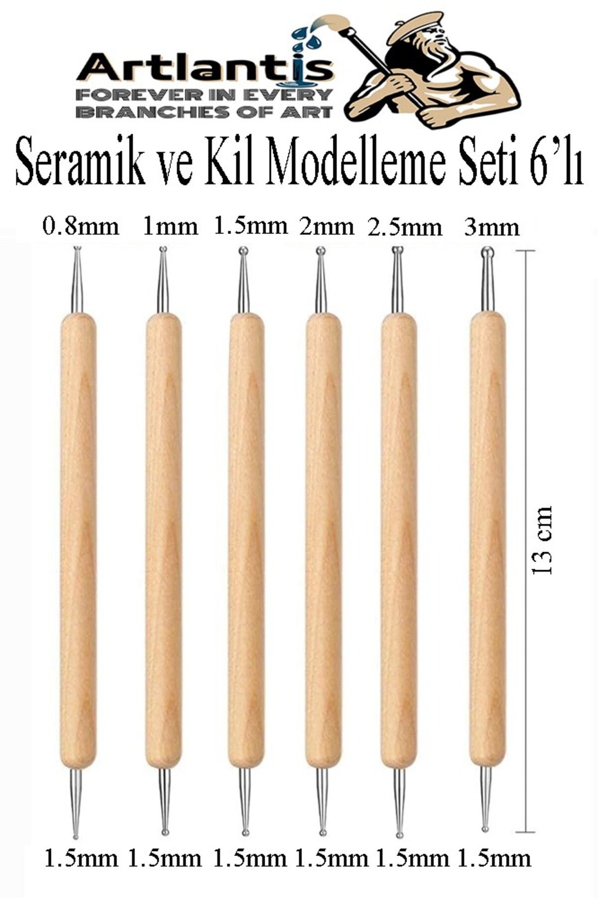 Artlantis Seramik Kil Çömlek Şekillendirici 6 lı 1 Paket Seramik Modelaj Oyma Seti Heykel Hobi Tasarım Deri Oy