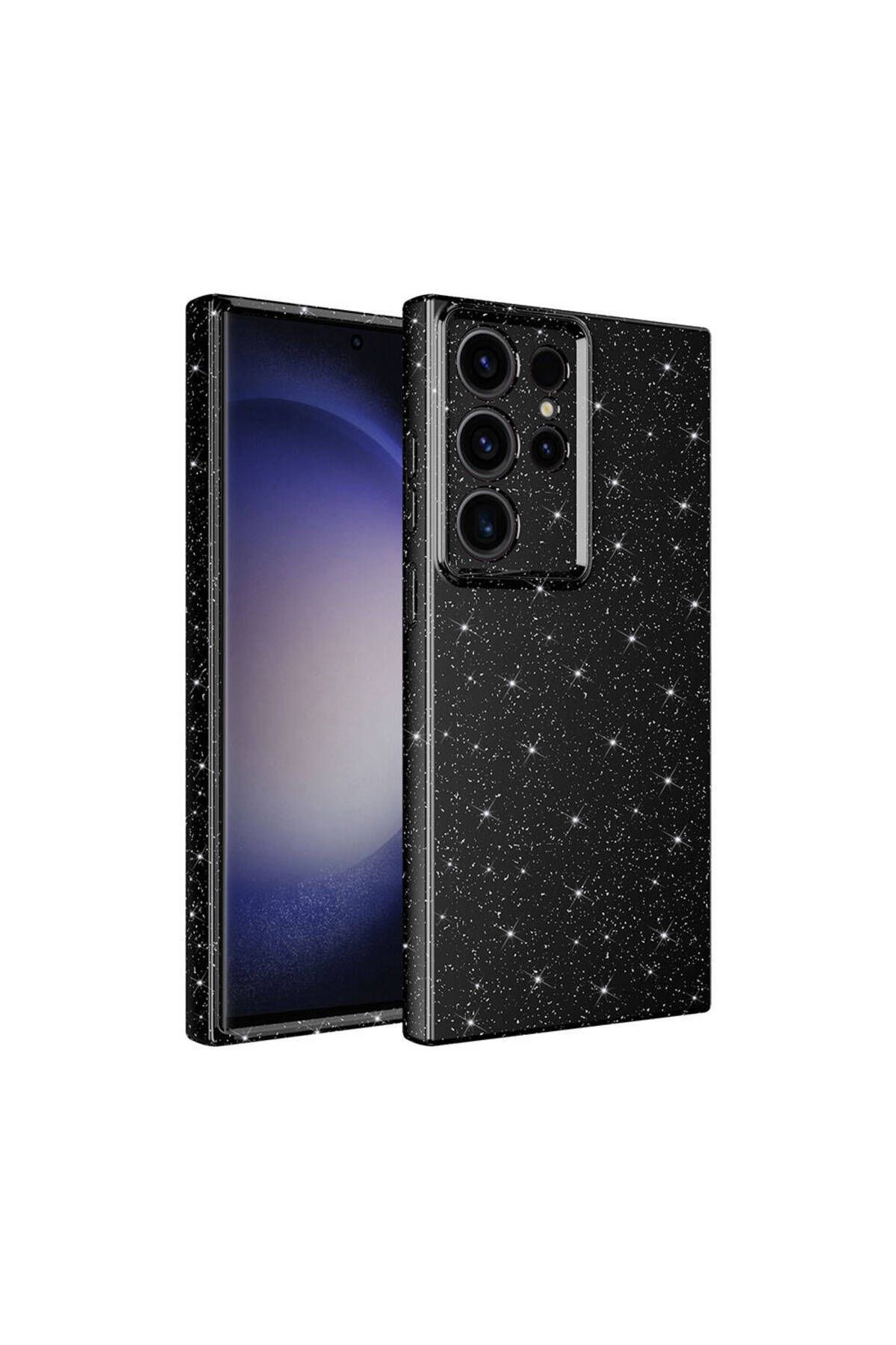 Kupa Samsung Galaxy S24 Ultra Kılıf Kamera Korumalı Simli Parlak Darbe Emici Şık Silikon Kapak