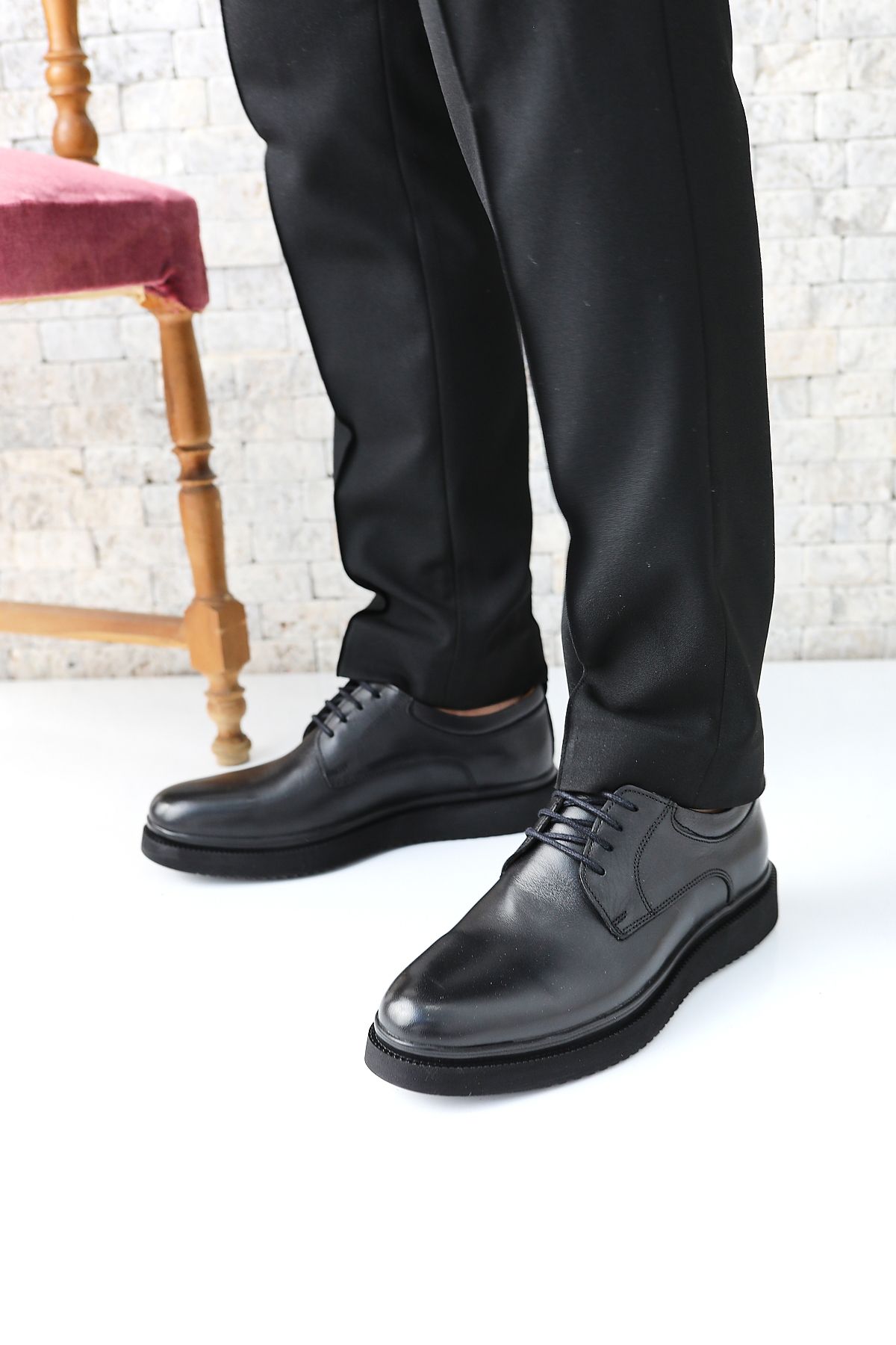 کفش های کلاسیک مردانه سیاه چرمی واقعی Greyybull Shoes