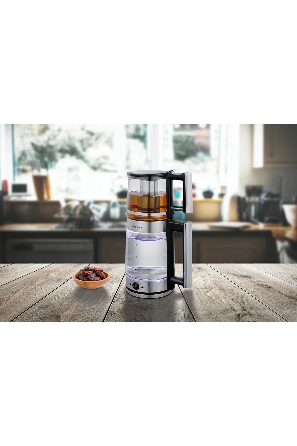 Lepresso-1.8L Electric Kettle With 1.2L Turkish Tea Maker - Black 3