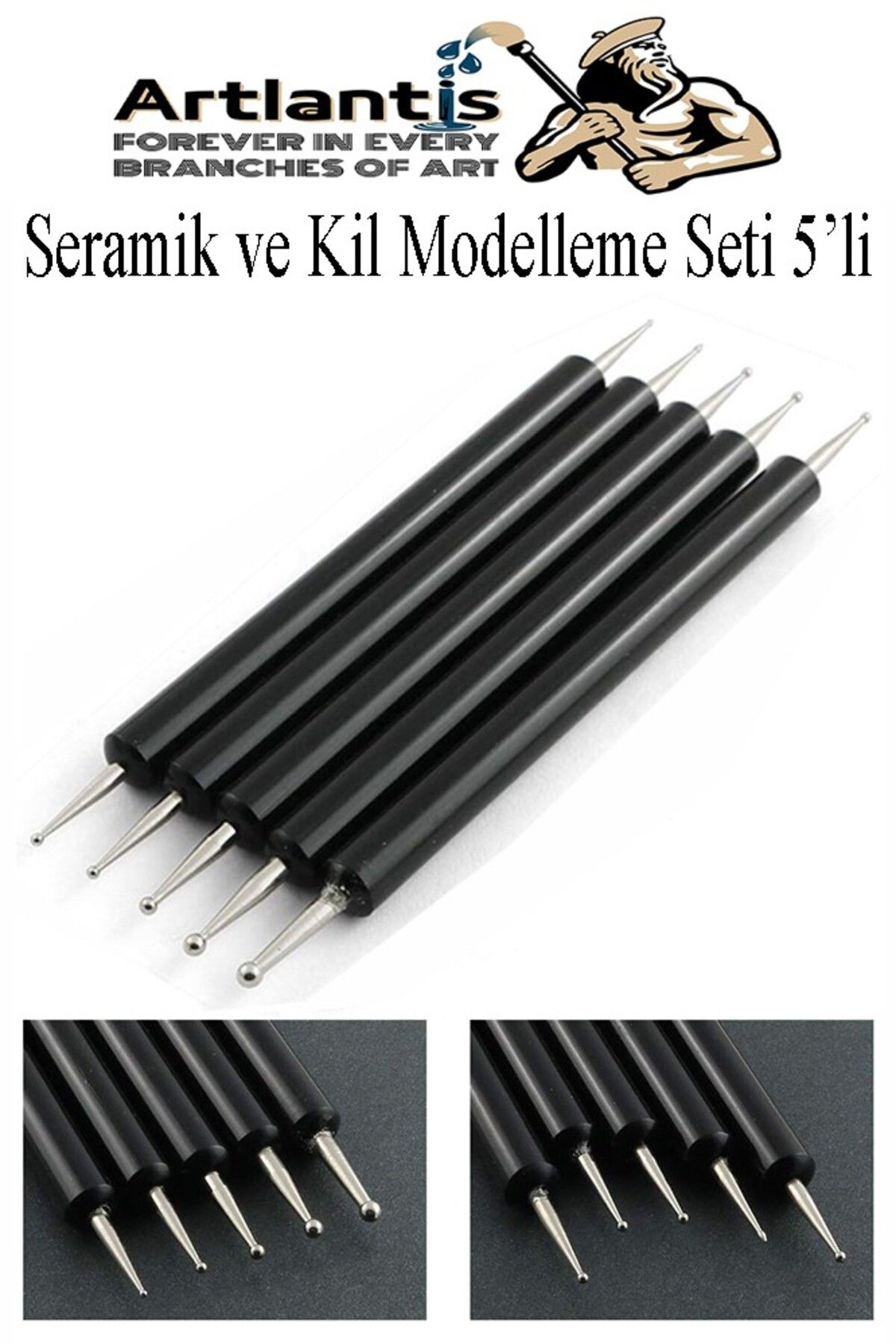 Artlantis Seramik Kil Çömlek Şekillendirici 5 li 1 Paket Seramik Modelaj Oyma Seti Heykel Hobi Tasarım Deri Oy
