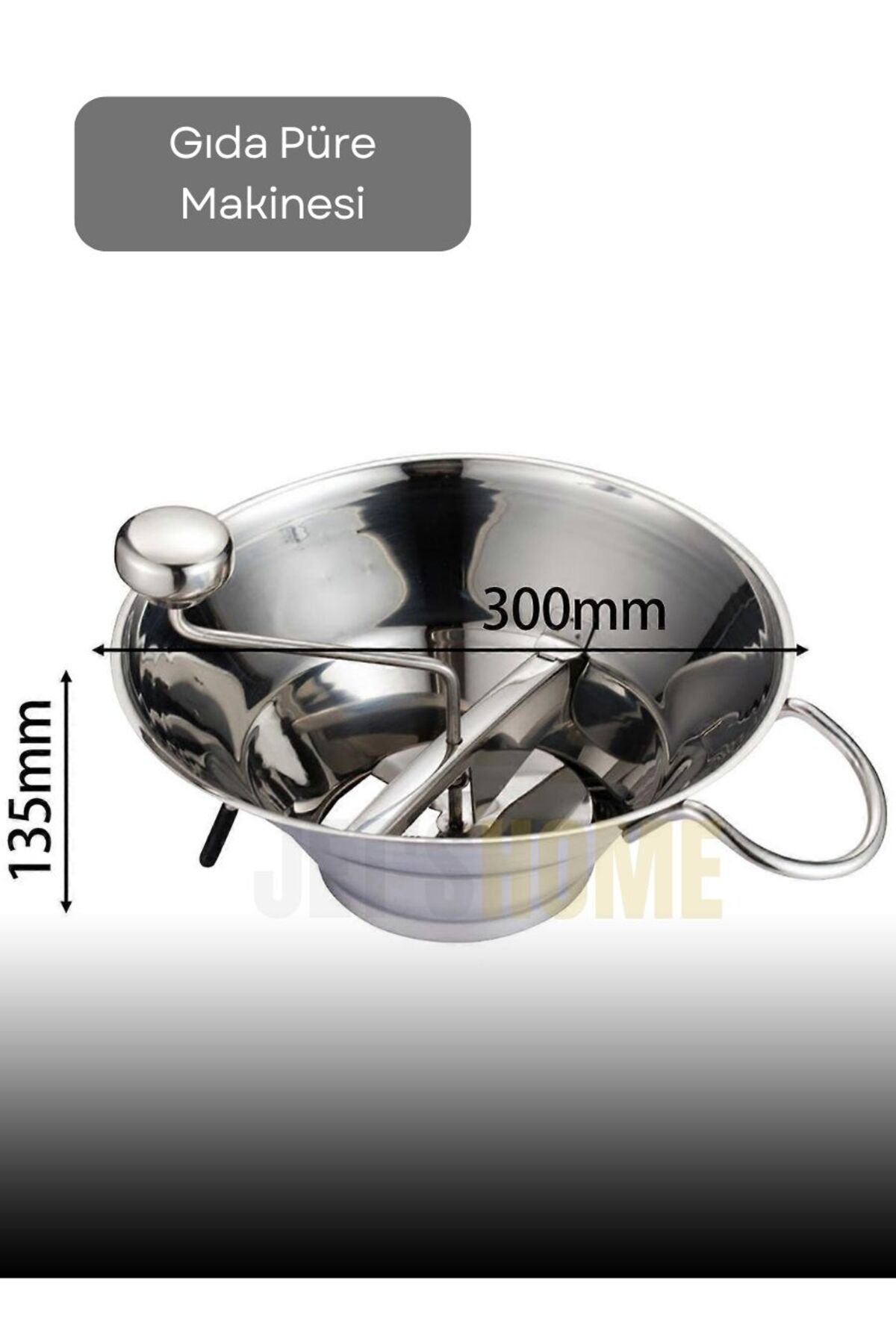 Jet's Home Kollu Püre Makinesi Paslanmaz Mama Yapma Makinesi Çelik Sosluk Yapma Makinesi 30x13,5 cm fotoğrafı 4 (önizleme)