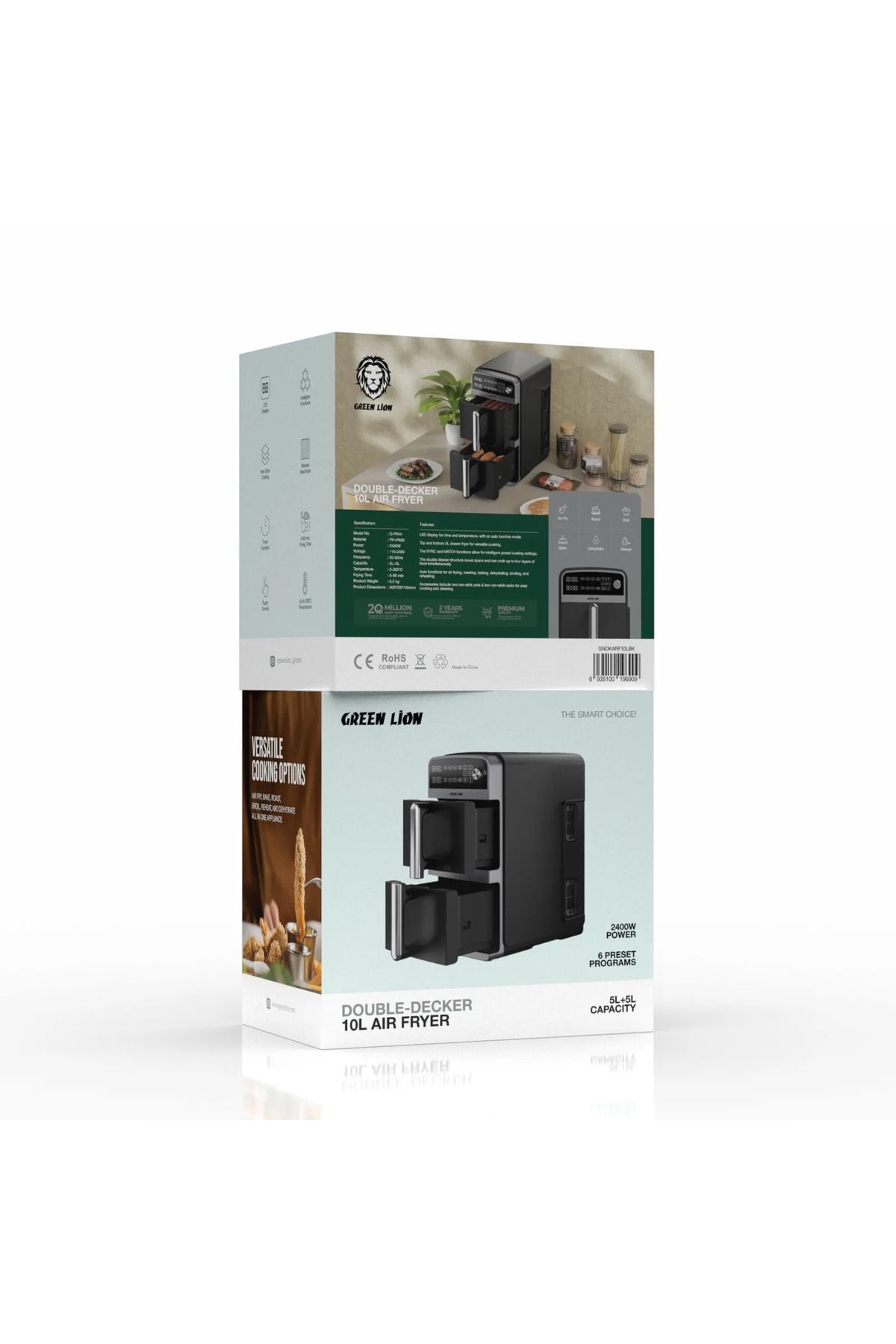 Green Lion-Double Decker Air Fryer 10L - Black 4