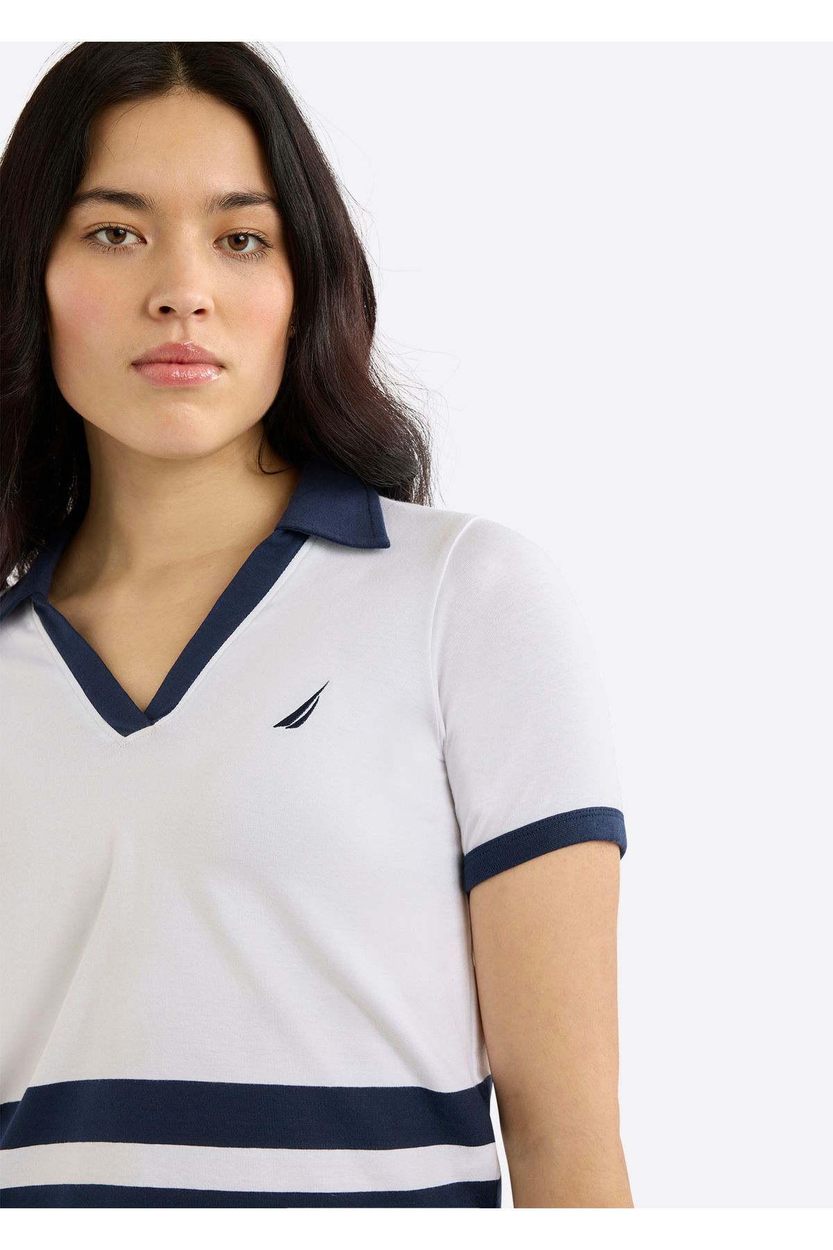 Nautica-Women's Cotton White Polo Shirt, Stylish Lightweight Perfect for Casual Summer Styling 5