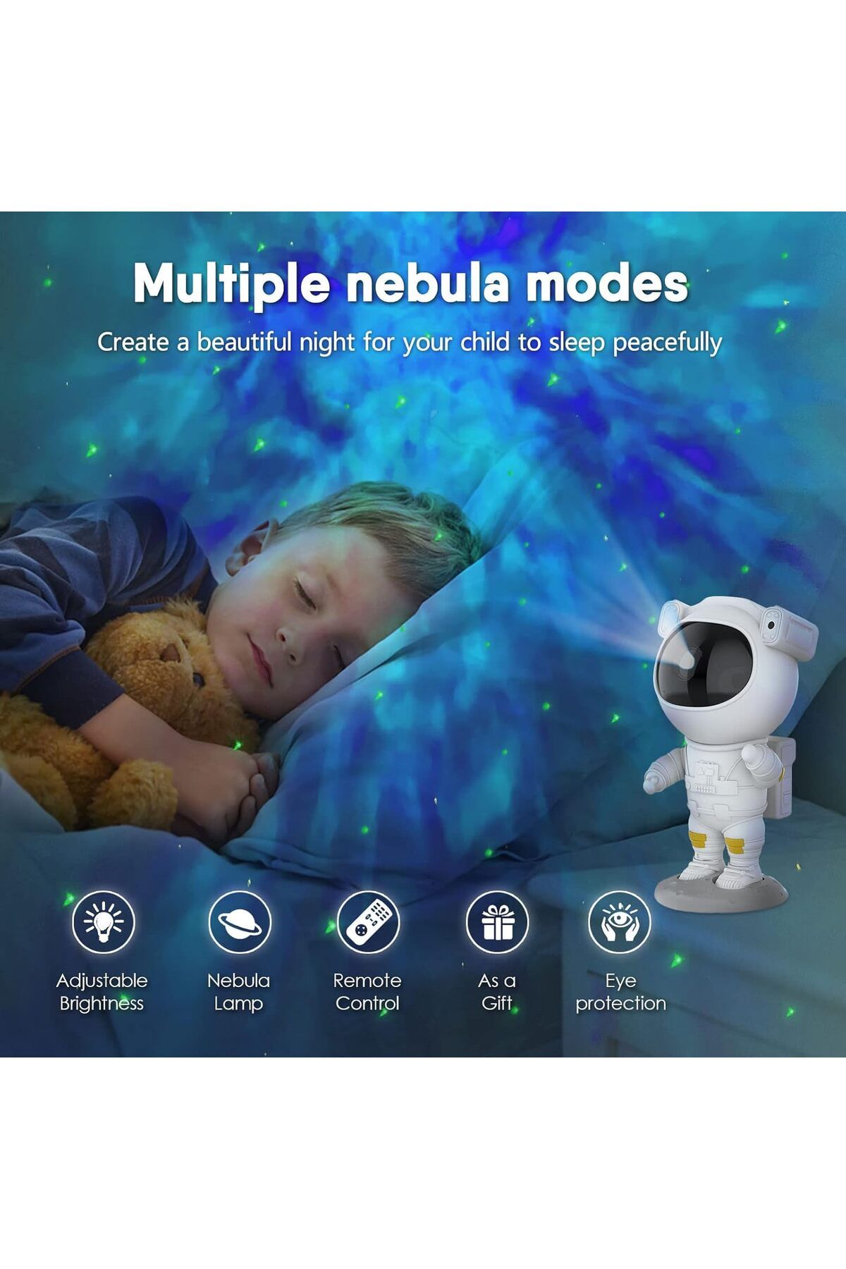 AWH-Astronaut Star Projector Night Light, 360° Adjustable Galaxy Lamp with Timer & Remote 2