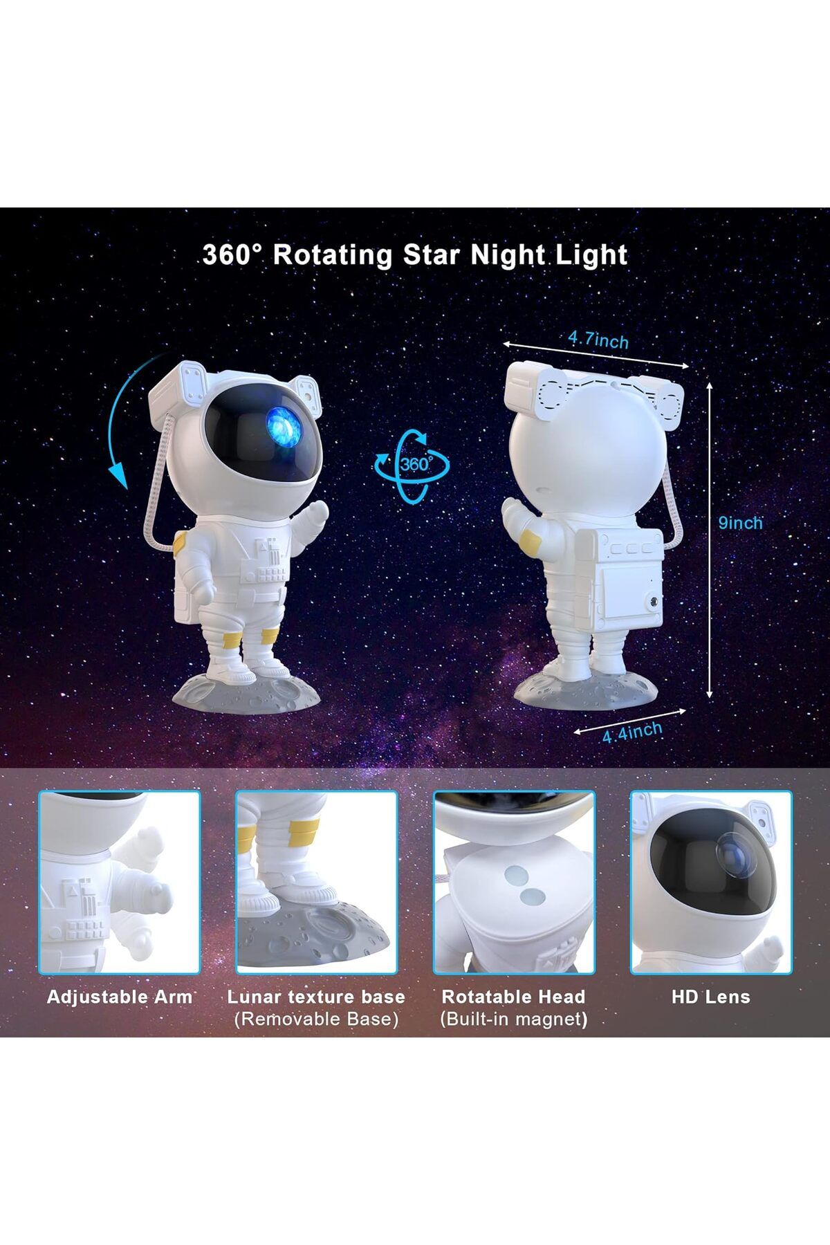 AWH-Star Projector Galaxy Light – Astronaut Night Light with Nebula Starry Sky, Remote & Timer 2