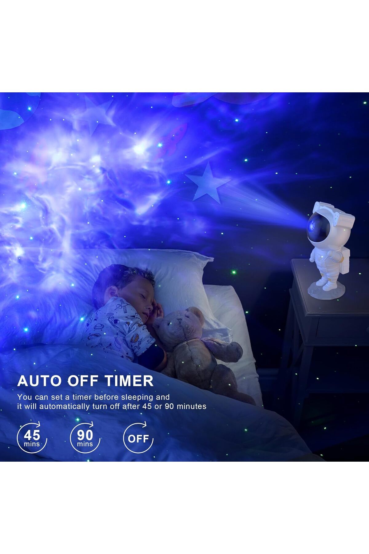 AWH-Star Projector Galaxy Light – Astronaut Night Light with Nebula Starry Sky, Remote & Timer 5