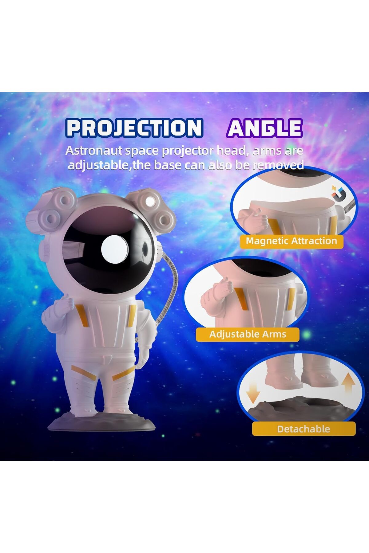 AWH-Star Projector Night Light, Astronaut Galaxy Lamp, 360° Rotation, Remote & Timer 3