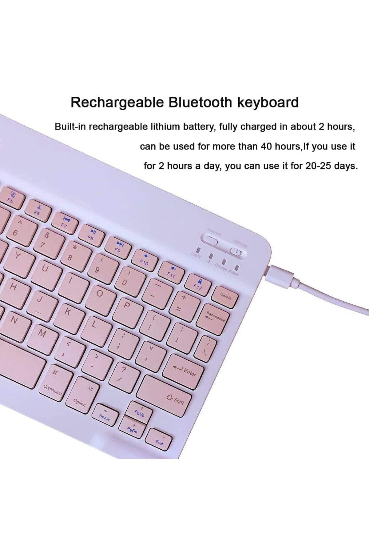 AWH-Rechargeable Bluetooth Keyboard Mouse Combo Ultra-Slim Wireless Set IOS  Android  Windows (Pink) 4