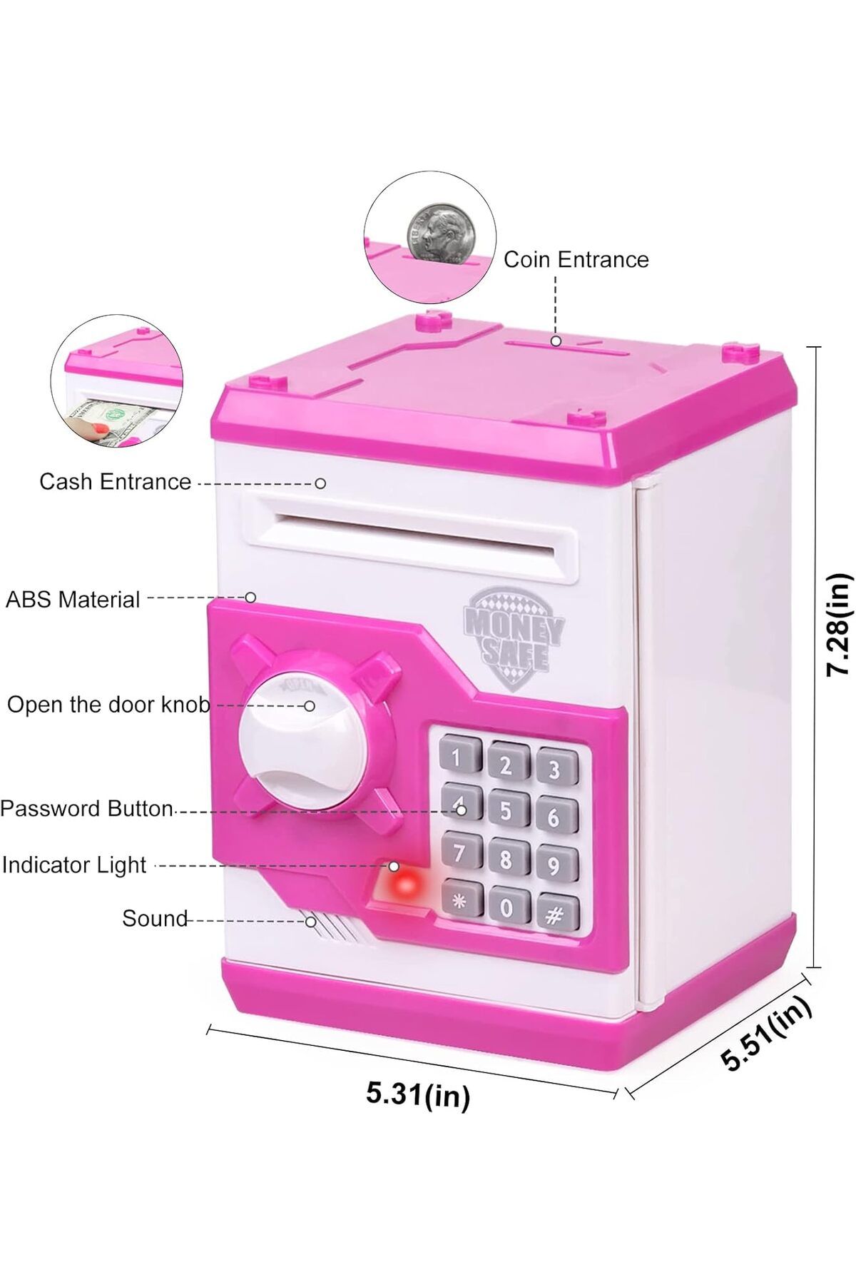 AWH-Children Money Bank Toy Coin for ATM Bank Machine Piggy Bank with Code Electronic Purple 3