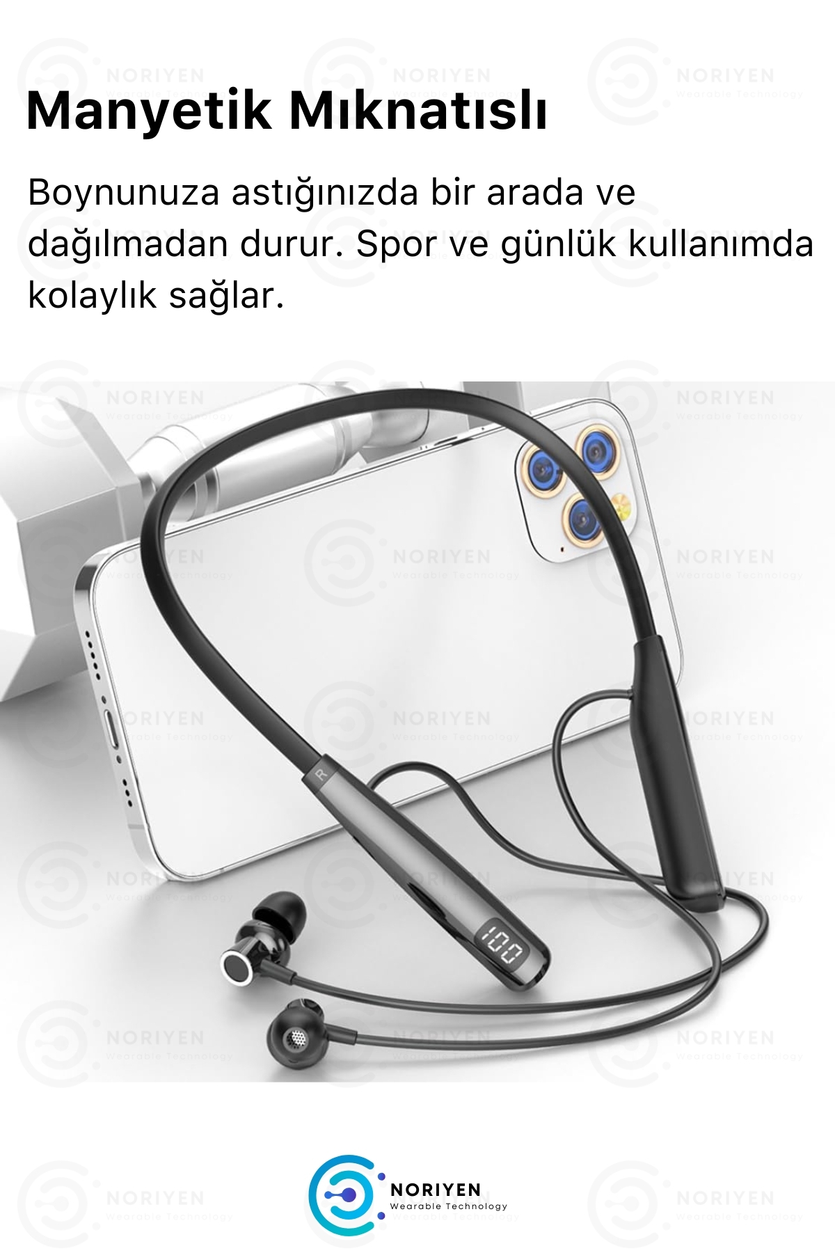 Premium Sports 100 Saat Şarj Kapasiteli Su Geçirmez Boyun Bantlı Sporcu Stereo Bluetooth Kulaklık
