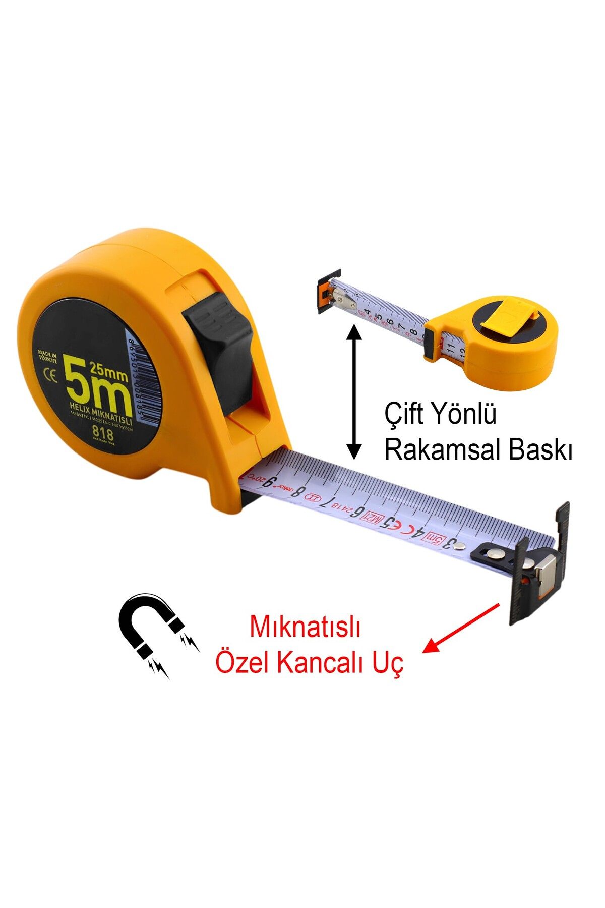 Badem10-5 Meter Magnet Helix Metal Strip with Measuring Plastic Case - Double Sided, 25 mm Width 3